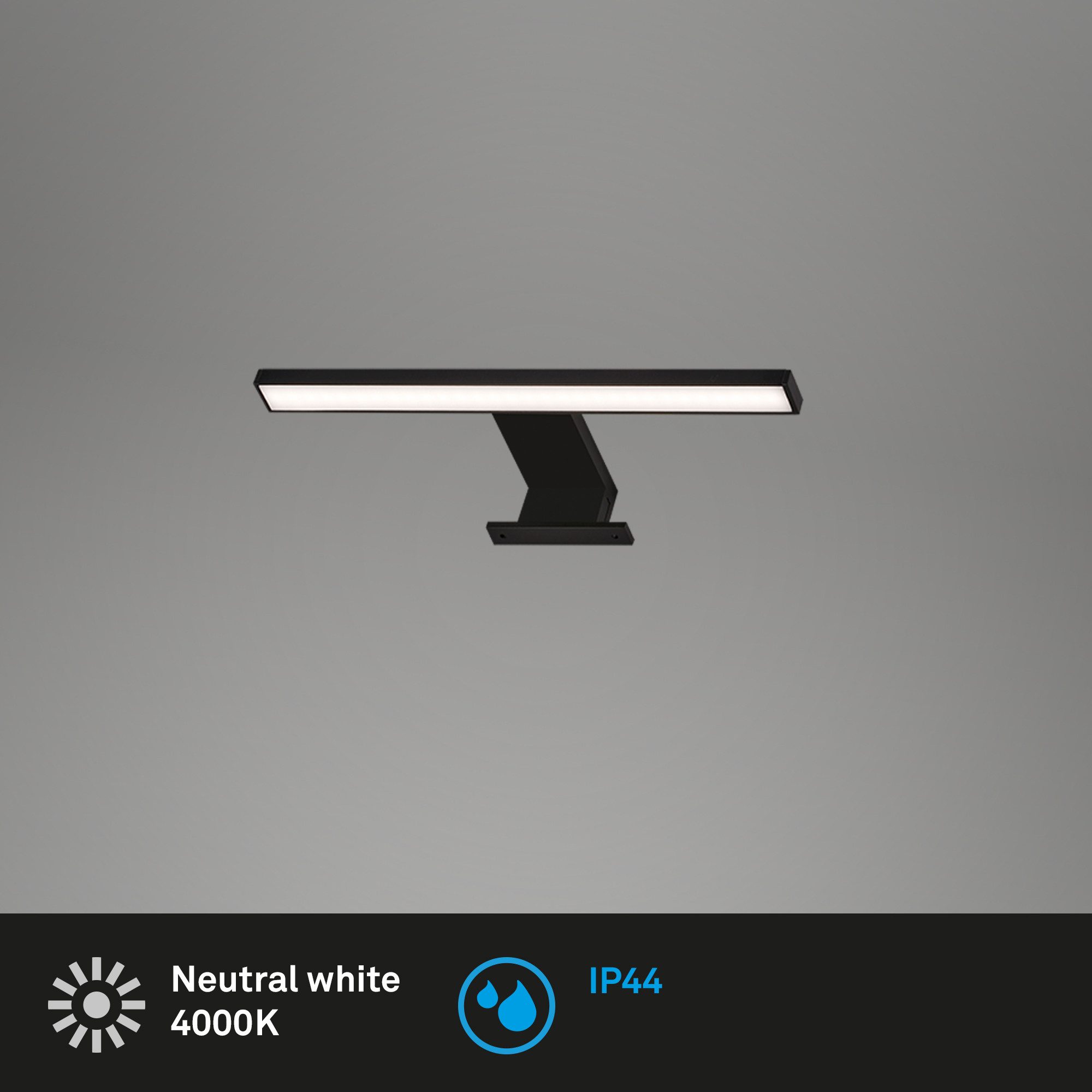 Briloner Leuchten Wandleuchte LED Wandlampe Extra-Warmweiß fest integriert Aufbau-/Spiegelklemme, LED fest integriert, 2700K - Extra - Warmweiß, Aufbau-/Spiegelklemme, schwarz, Neutralweiß 4000K, 30 x 10,3 x 3,6 cm
