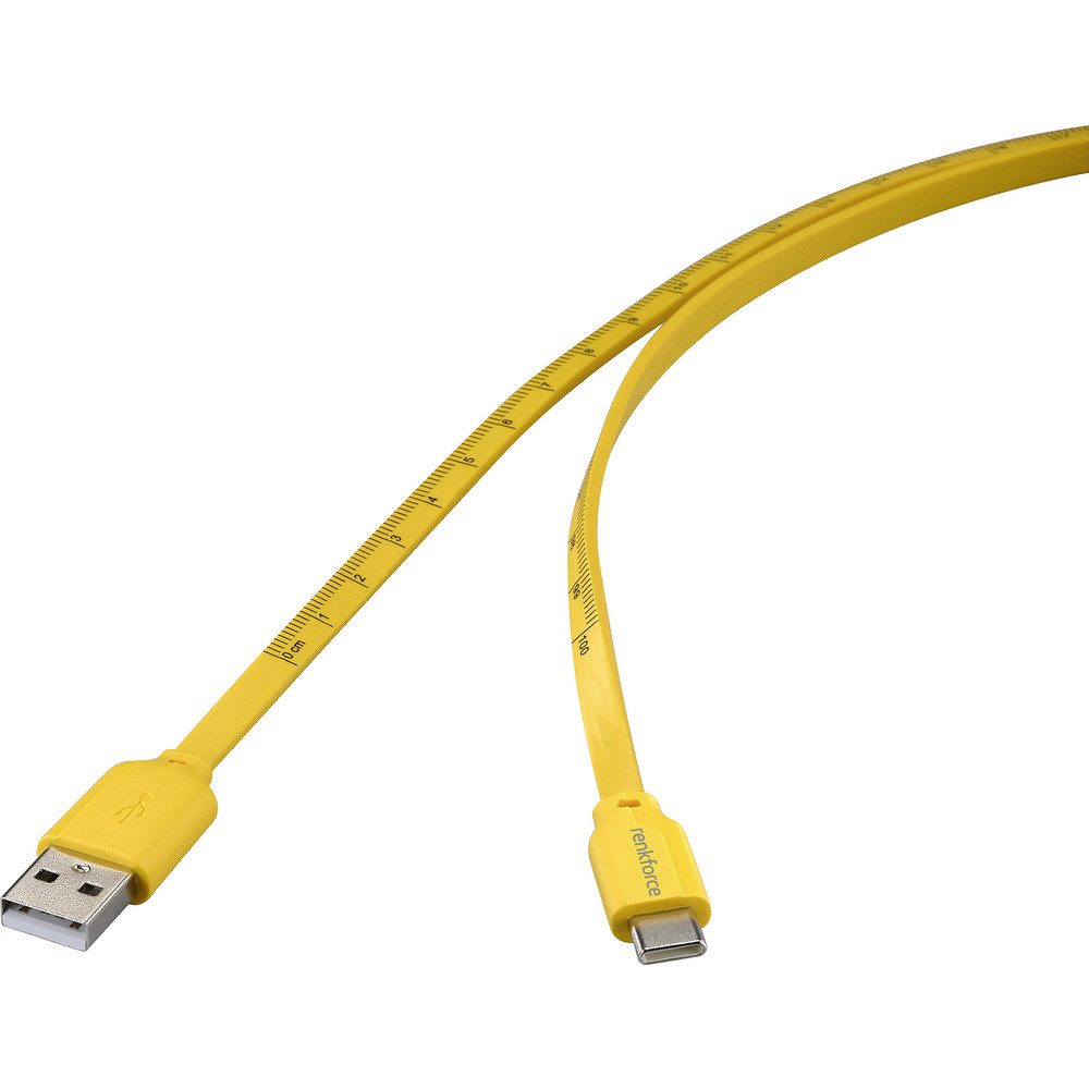 Renkforce Renkforce USB-Kabel USB 2.0 USB-C® Stecker, USB-A Stecker 1.00 m Gelb USB-Kabel, (100.00 cm)