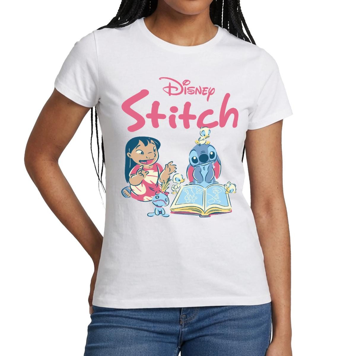 Spreadshirt T-Shirt Lilo & Stitch Mit Buch Frauen T-Shirt (1-tlg) günstig online kaufen
