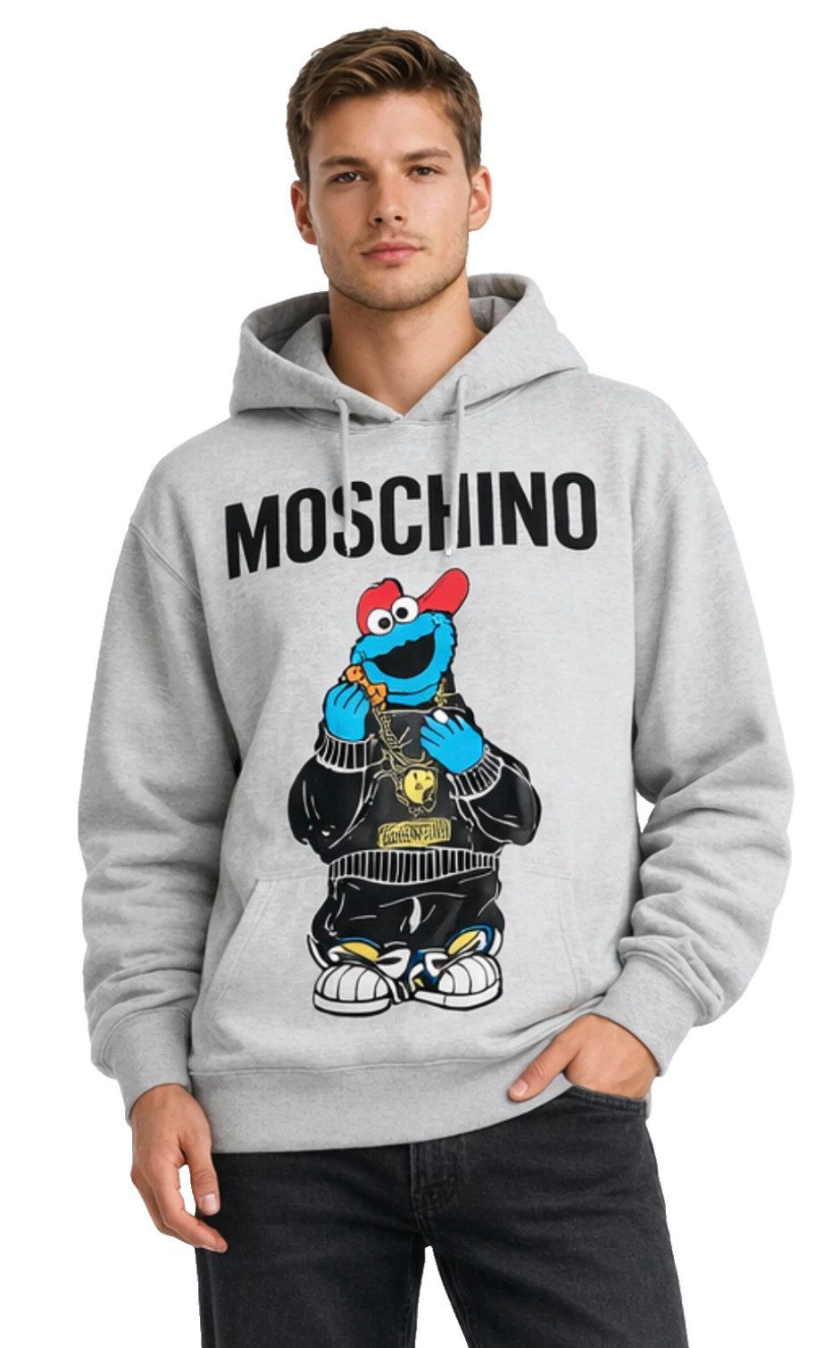 Moschino Hoodie X SESAME STREET LIMITED Oversize Unisex Cookie Monster Sweatshirt Sesame Street® Cookie Monster Logo