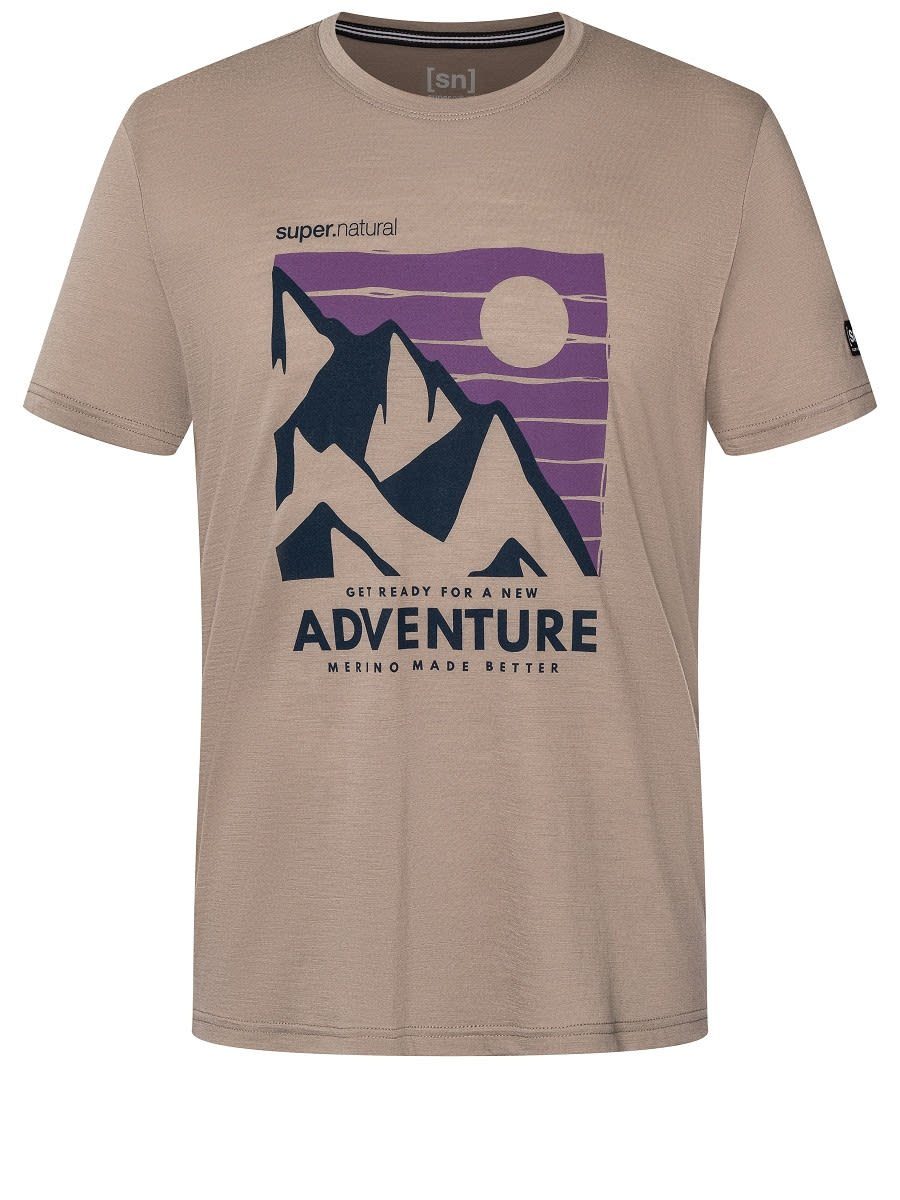 SUPER.NATURAL T-Shirt Super.natural M Mountain Adventure Tee Herren Brindle - Blueberry - Purple Passion