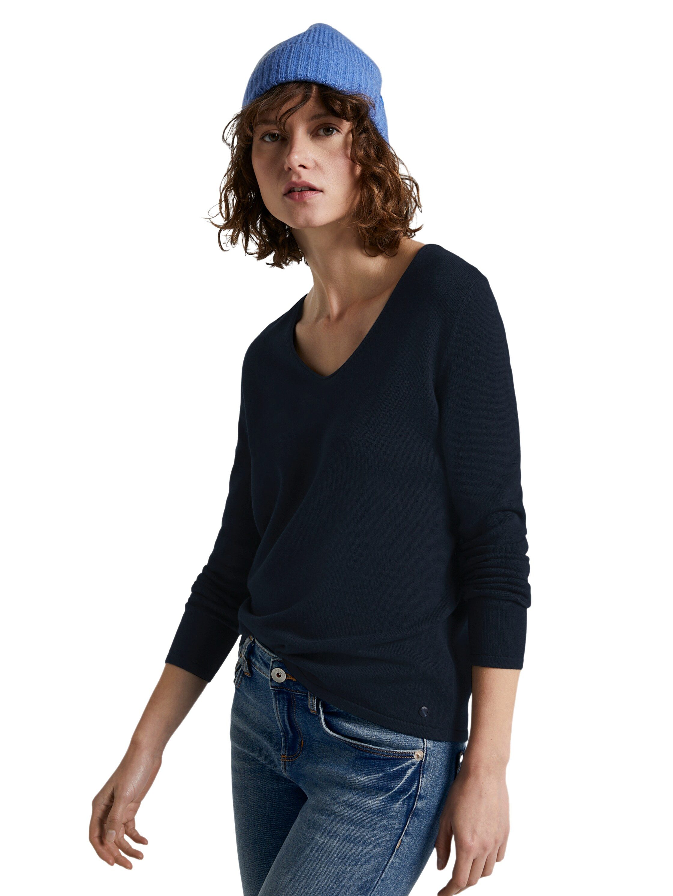 TOM TAILOR V-Ausschnitt-Pullover Regular mit V-Ausschnitt