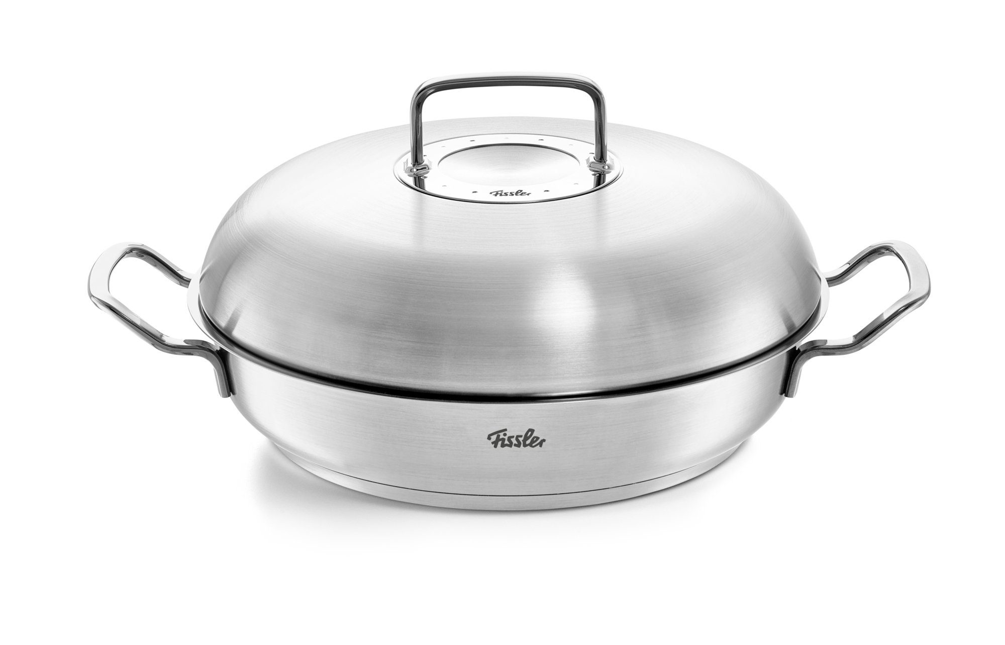 Fissler Servierpfanne ORIGINAL-PROFI COLLECTION® Bräter mit Deckel, Ø 24 cm, Edelstahl 18/10 (2-tlg), mit breitem Schüttrand, Kaltmetallgriffen. Made in Germany