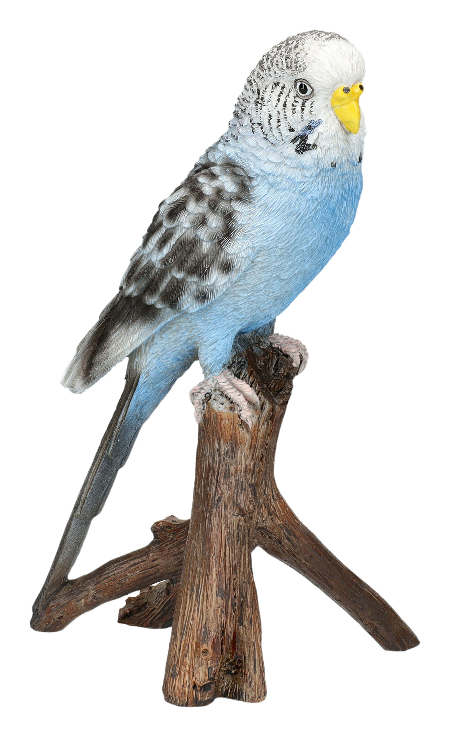 Figuren Shop GmbH Gartenfigur Gartenfigur Vogel - Wellensittich blau - HotAnt - Dekofigur Gartendeko
