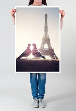 Sinus Art Poster 60x90cm Poster Fotografie  Turteltauben vor dem Eiffelturm Paris
