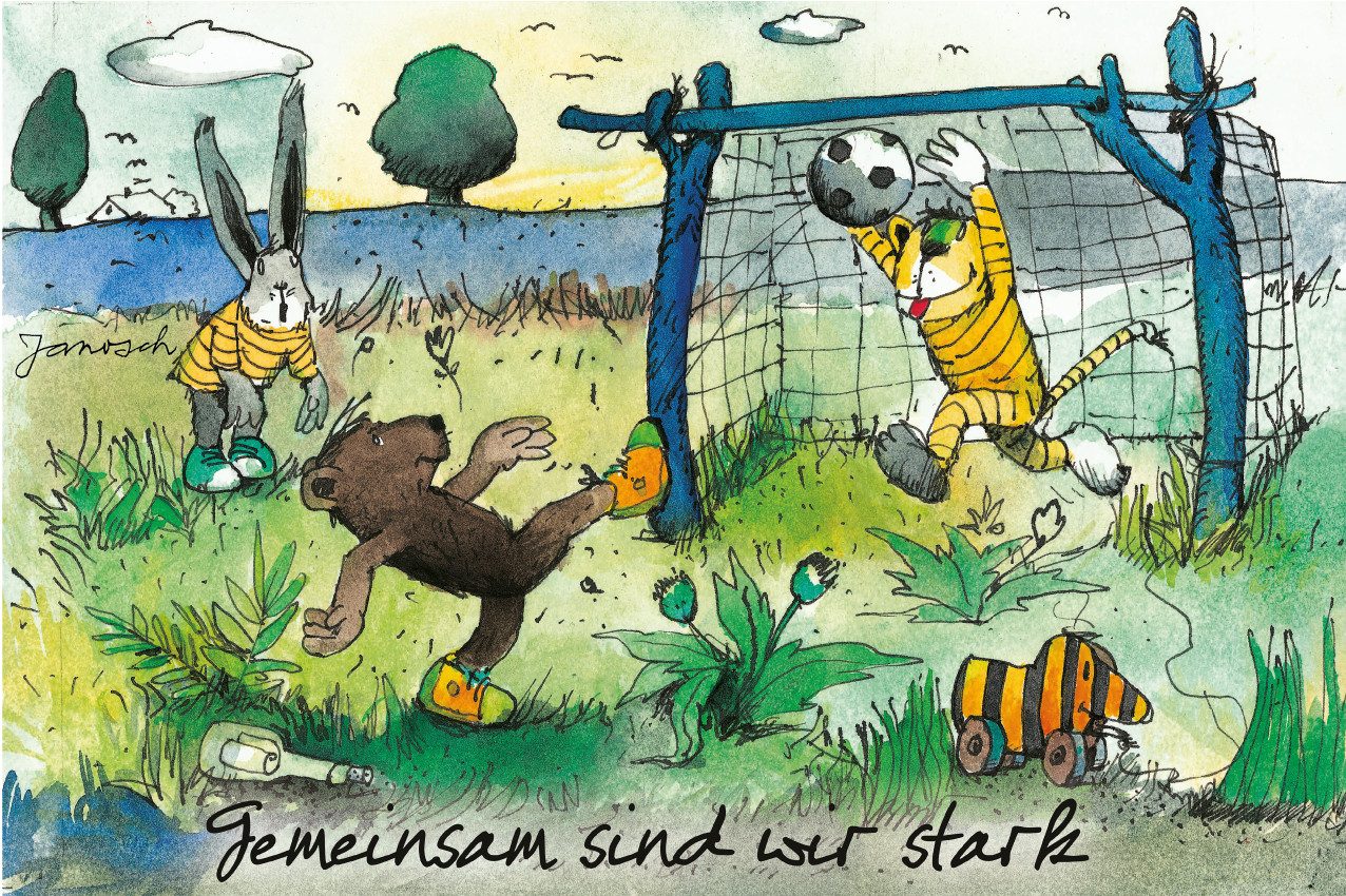 LuckyLinde Wanddekoobjekt Der kleine Tiger und der kleine Bär - Stark (1 St), Exklusive JANOSCH Kindermotive, Stahlschild