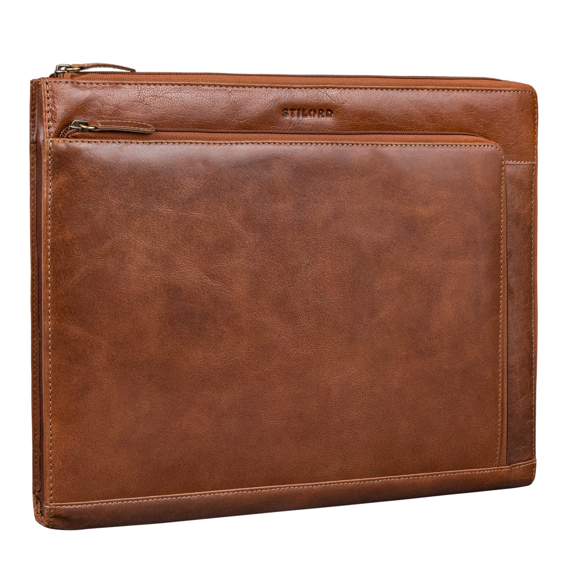STILORD Laptop-Hülle "Stefano" Dokumentenmappe A4 Leder Laptop 14 - 15 Zoll Damen Herren