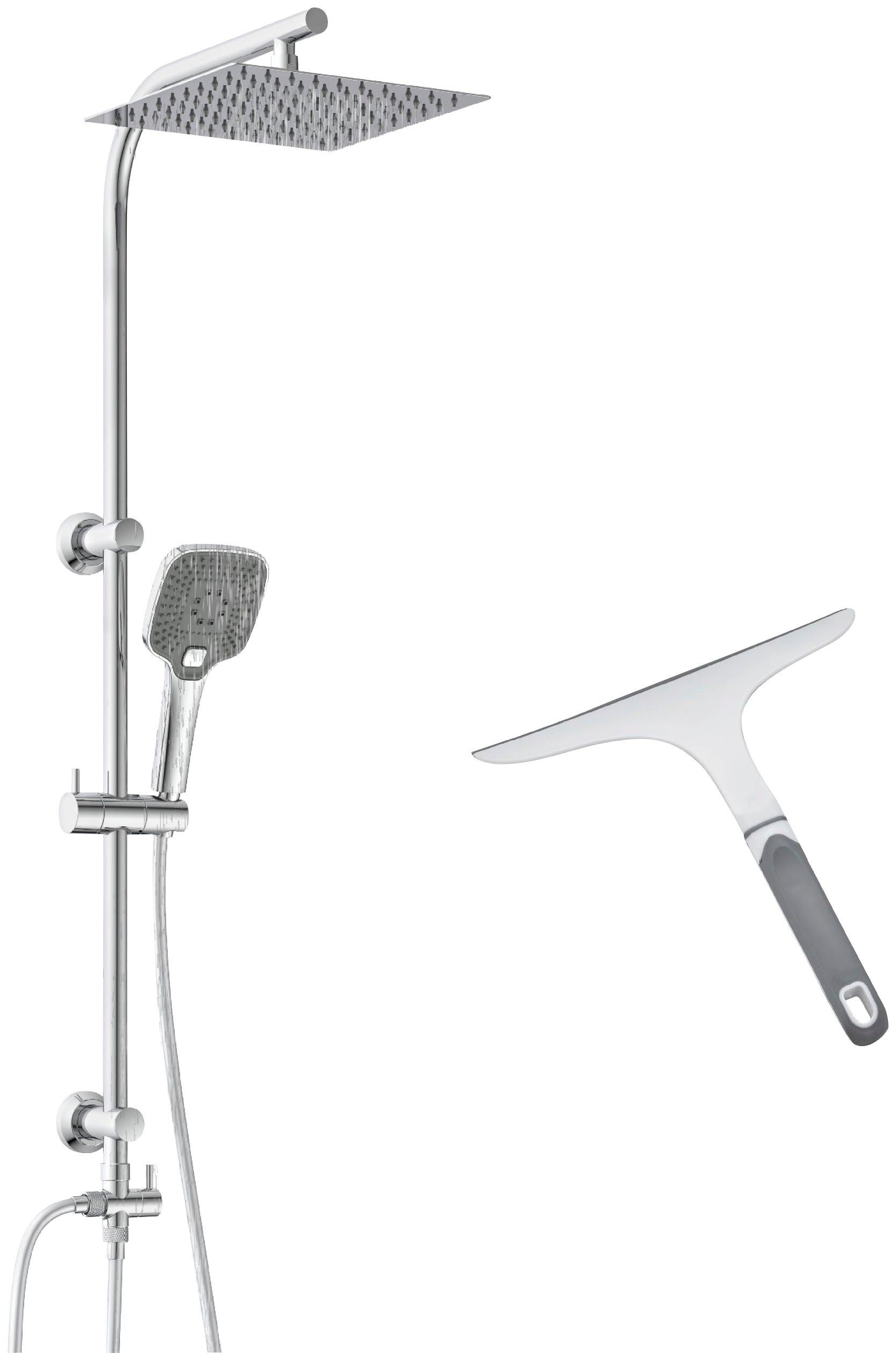 Eisl Brausegarnitur EASY DELUXE, Höhe 96,5 cm, 3 Strahlart(en), Regendusche, Antikalk, höhenverstellbar, inkl. Duschabzieher