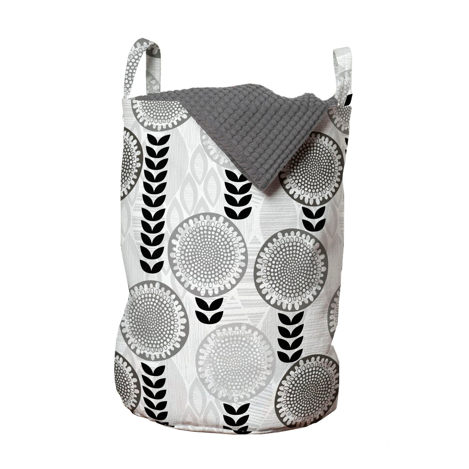 Abakuhaus Wäschesäckchen Wäschekorb mit Griffen Kordelzugverschluss für Waschsalons, Blumen Abstrakt Doodle Pattern | Wäschesäcke