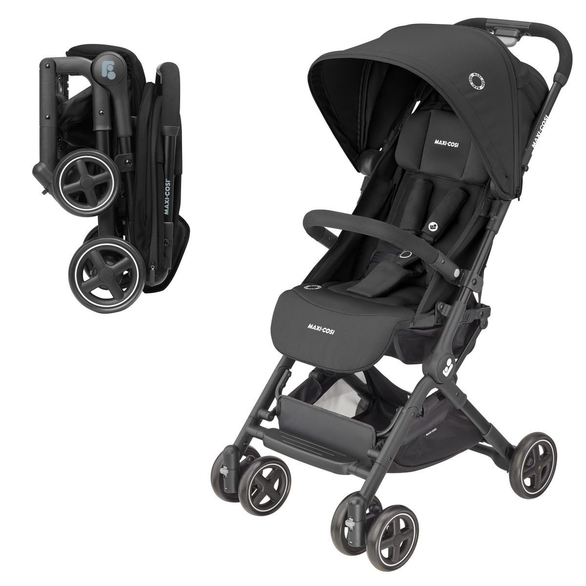 Maxi-Cosi Kinder-Buggy Lara² - Essential Black, Reisebuggy mit Liegeposition bis 22 kg, leicht (6,3 kg), klein faltbar