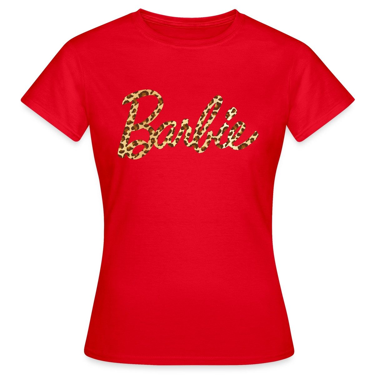 Spreadshirt T-Shirt Barbie Leo-Print Logo Frauen günstig online kaufen