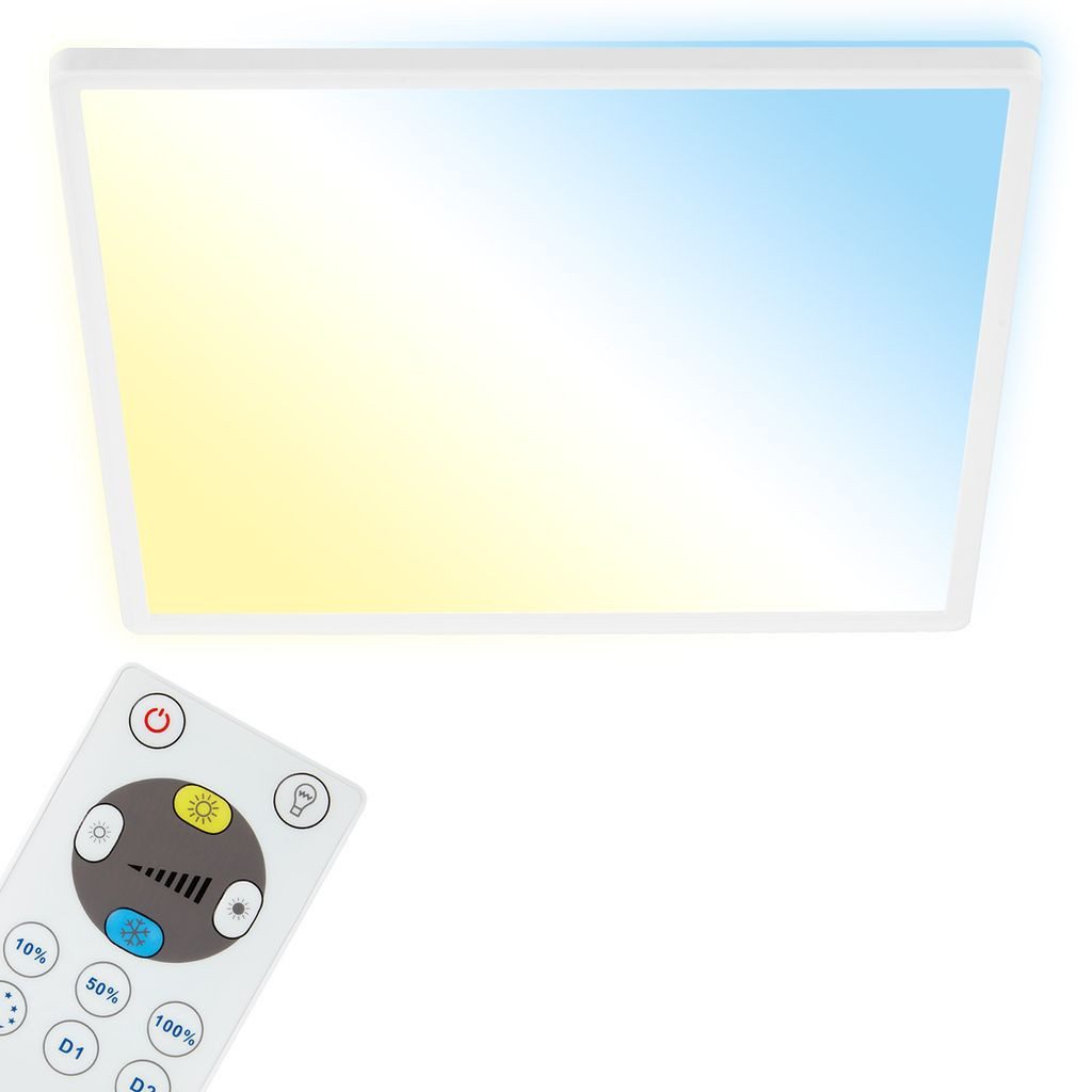 Briloner Leuchten LED Deckenleuchte 7082-016, Dimmfunktion, LED fest integriert, 2700K - Extra-Warmweiß, Deckenlampe, 42x42x2,9cm, Weiß, 22W, Wohnzimmer, Schlafzimmer, Küche