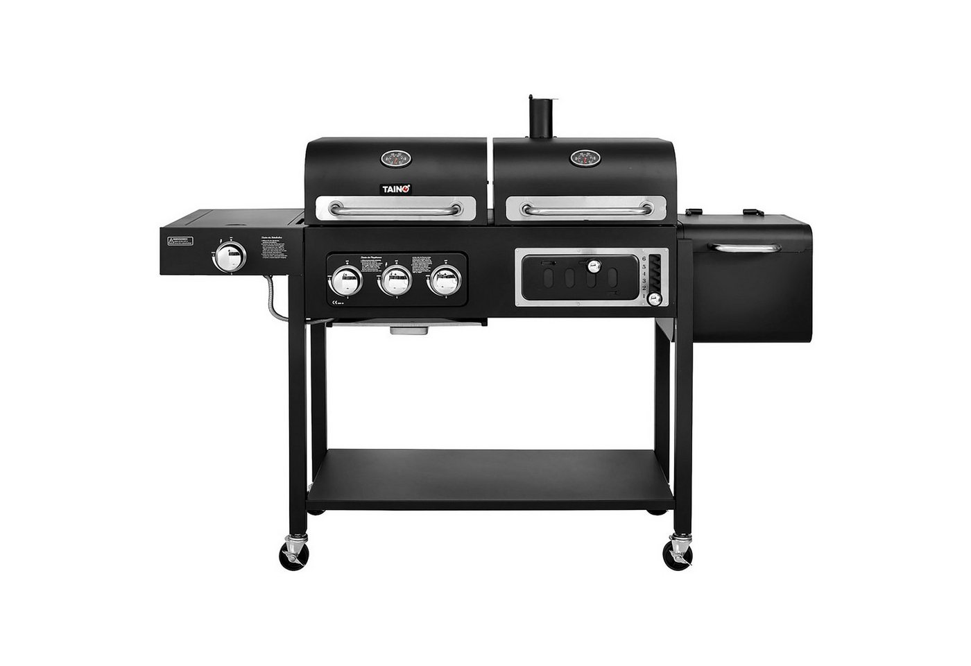 TAINO Holzkohlegrill HERO DUO, DUO, Kohlerost höhenverstellbar, Gas & Kohle 2in1, Seitentisch klappbar