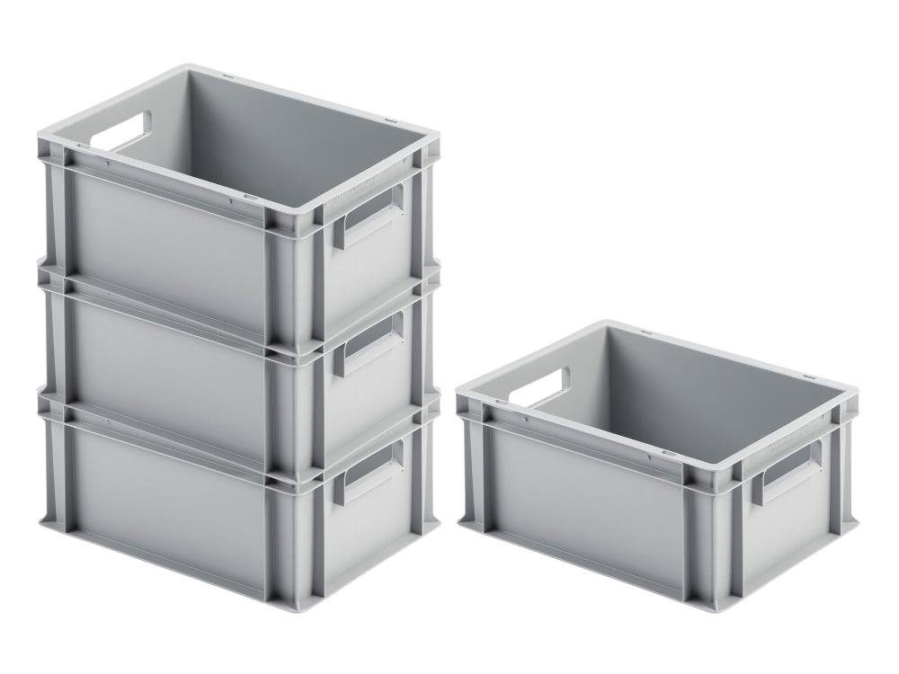 PROREGAL® Stapelbox SparSet Eurobehälter em/geschlossenem Griff  Verschiedene Größen/Mengen (4 St)