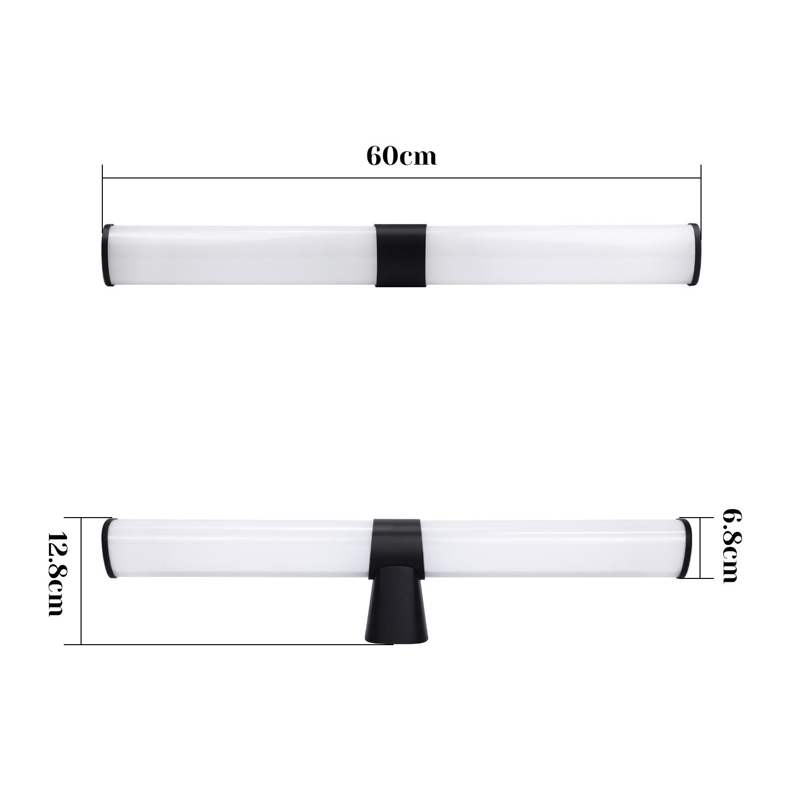 ZMH LED Spiegelleuchte Schwarz 60CM 8W leuchte Wandlampe Schlafzimmer, Augenschutz, Einfache Installtion, LED fest integriert, 4000K
