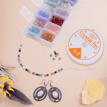 Handi Stitch Streudeko 1400er Set 4mm Glasperlen - Bastelmaterial, 1400er Set 4mm Glas Perlen in 14 AB Farben - DIY Schmuck Herstellung