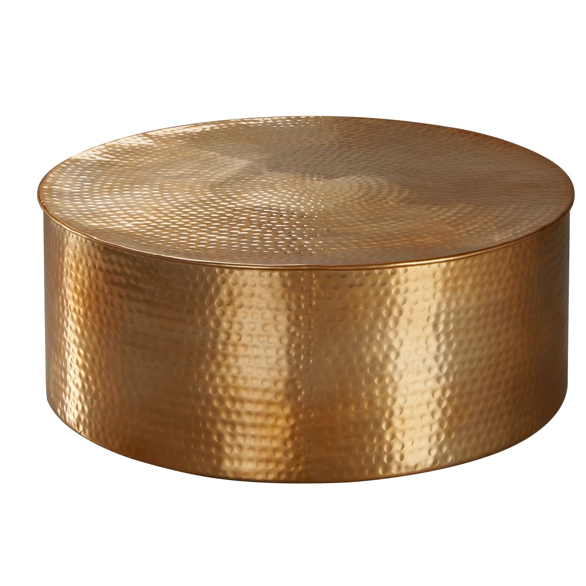 möbelando Couchtisch Couchtisch 75x31x75 cm Aluminium Beistelltisch Gold Orientalisch Rund, 75 x 31 cm (D/H)