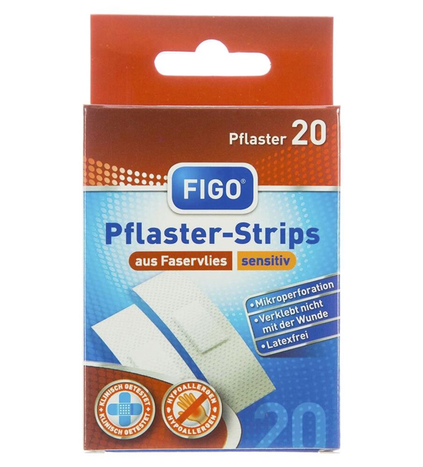 FIGO Wundpflaster 20x FIGO Pflasterstrips 20er Sensitiv Weiß Wundverband Schutz Vlies (20 St)