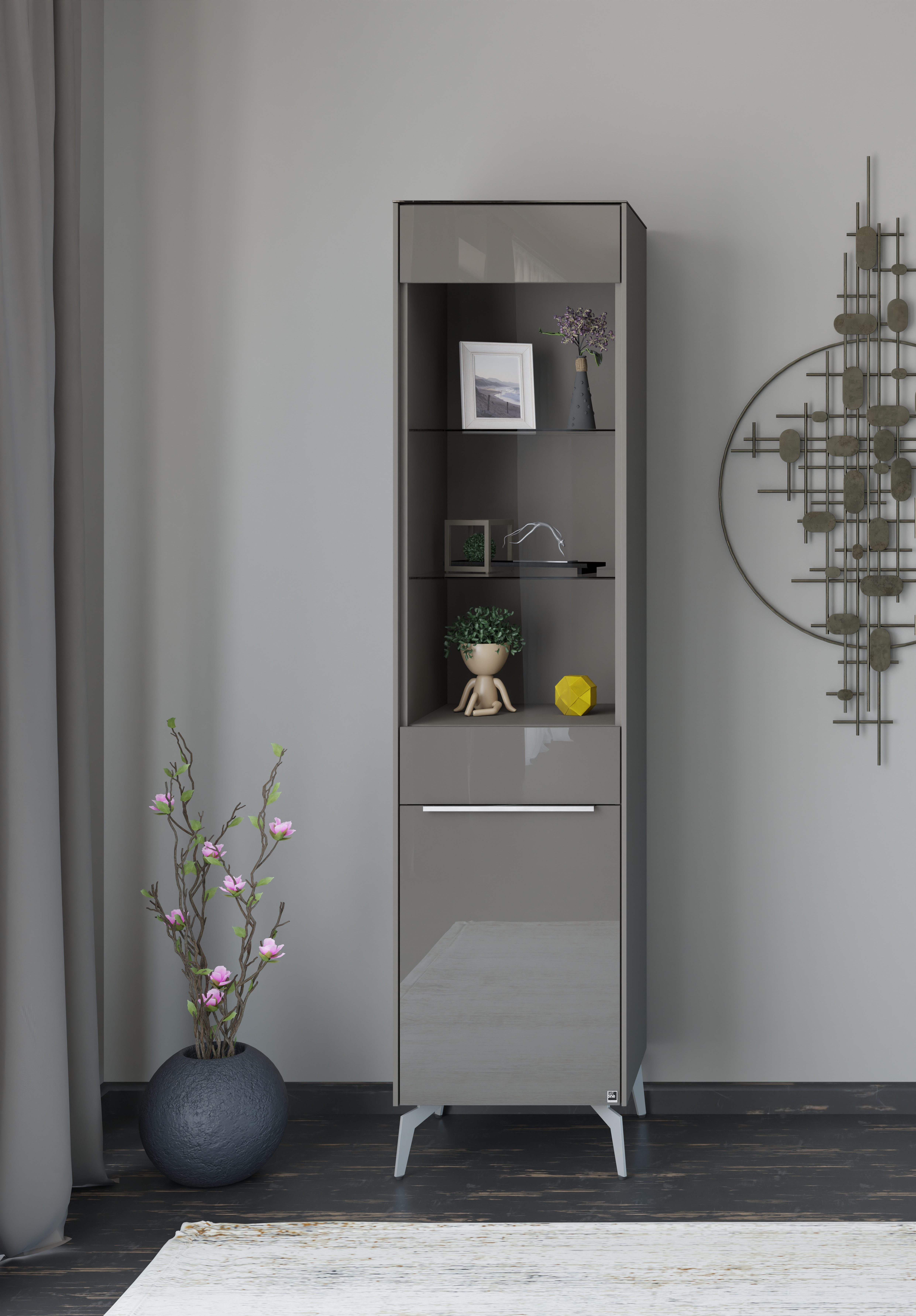 set one by Musterring Standvitrine Reno (1-St) Mit Winkelfuß in diversen Farben, 200 cm Höhe & Farbauswahl