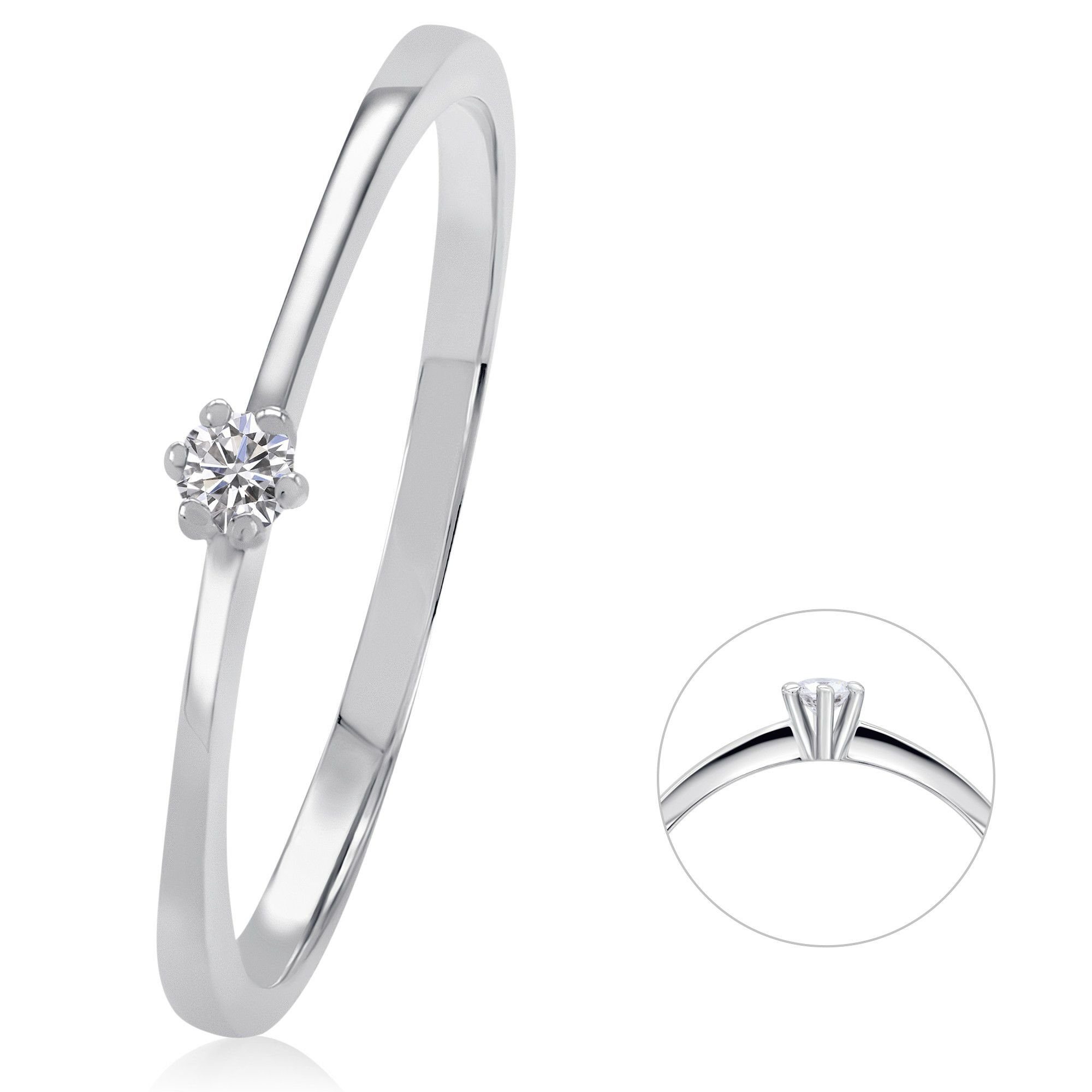 Diamantring 0,03 ct Diamant Brillant Ring aus 585 Weißgold