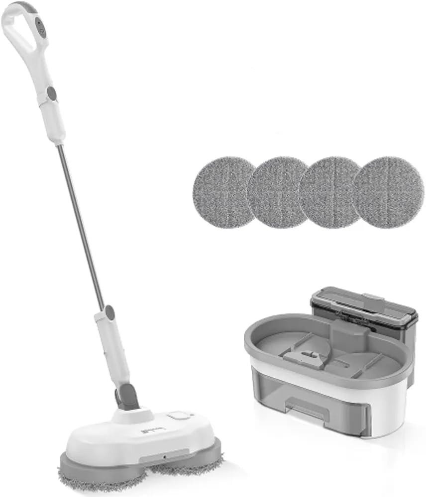 redroad Akku-Wischmopp CM17 Kabelloser elektrischer Schleudermopp, mit automatischem Reinigungseimer, LED-Scheinwerfer und Wasserspray