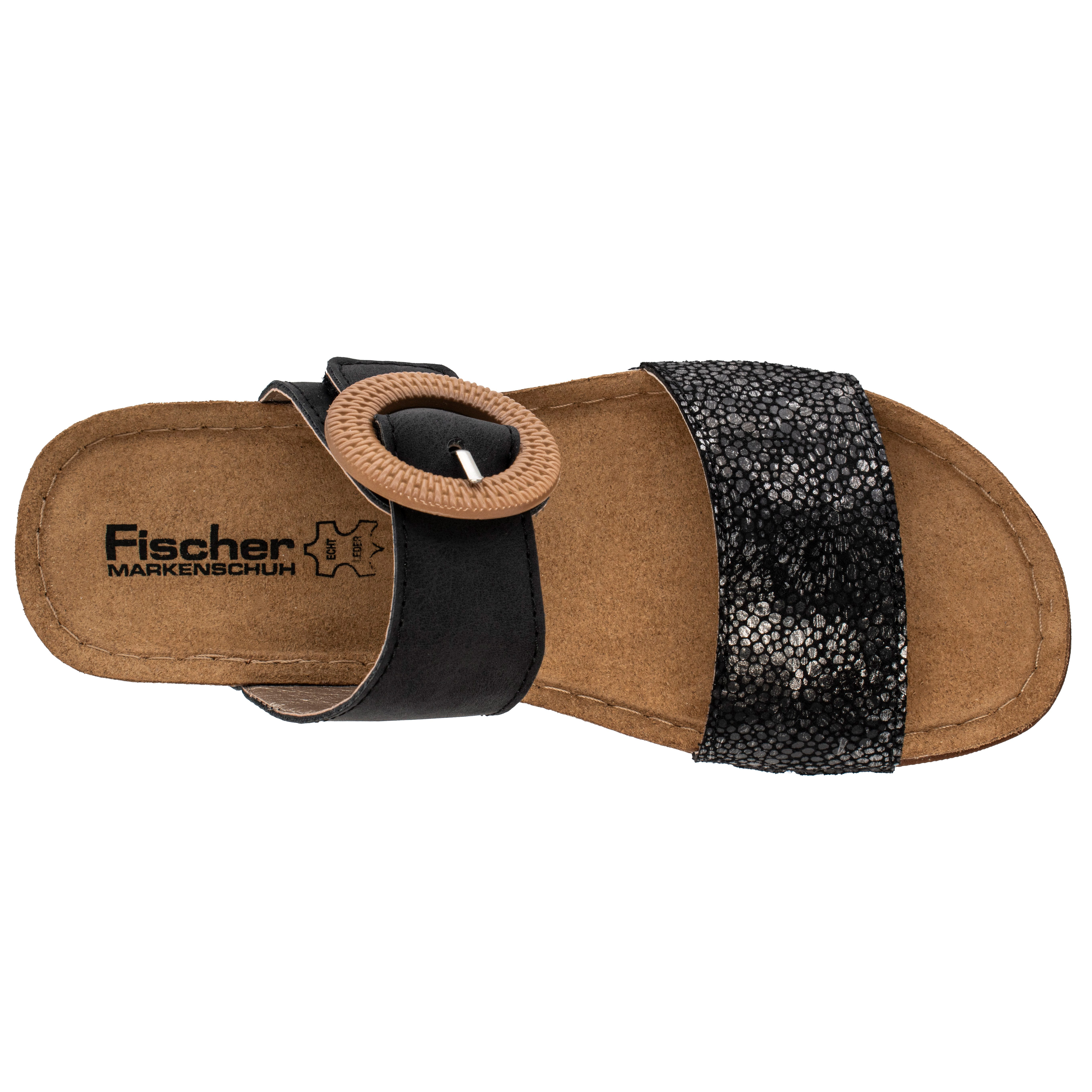 Fischer-Markenschuh Ina Pantolette aus Nappalino, mit Synthetik-Futter, gepolstertes Lederfußbett