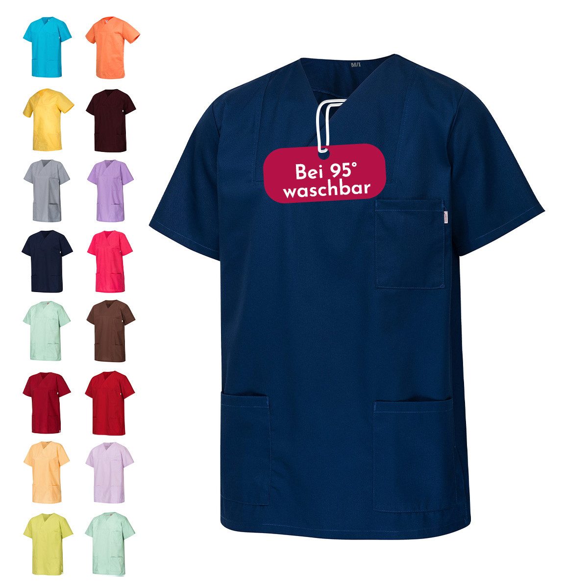 Clinotest Funktionsbluse Kasack Damen & Herren - 95 Grad waschbare, kochfest ohne einzulaufen (1-tlg) Schlupfkasack aus Baumwolle & Polyester - Berufsbekleidung für Pflege
