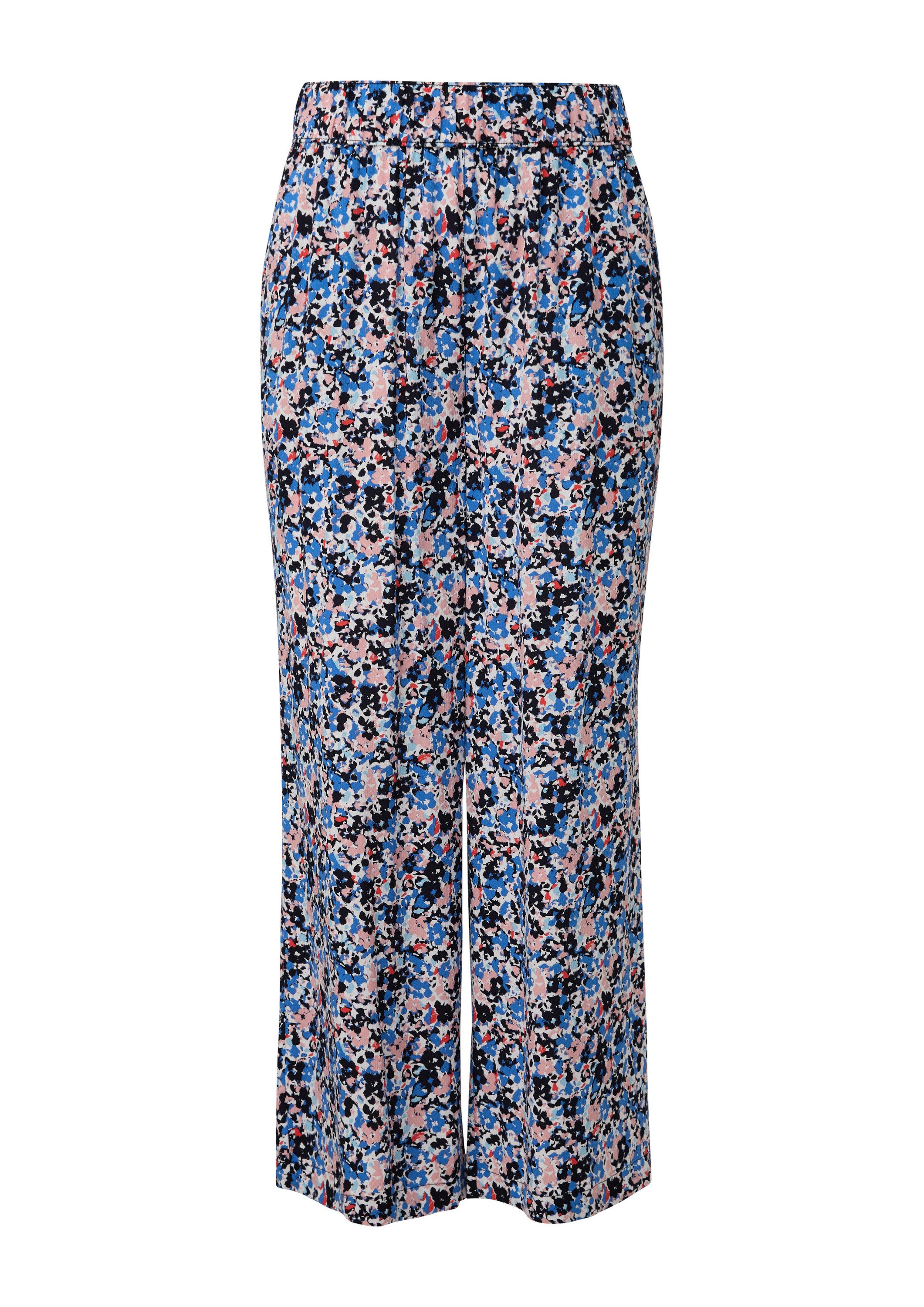 s.Oliver Culotte Hose Gemusterte Wide Leg-Hose aus reiner Viskose