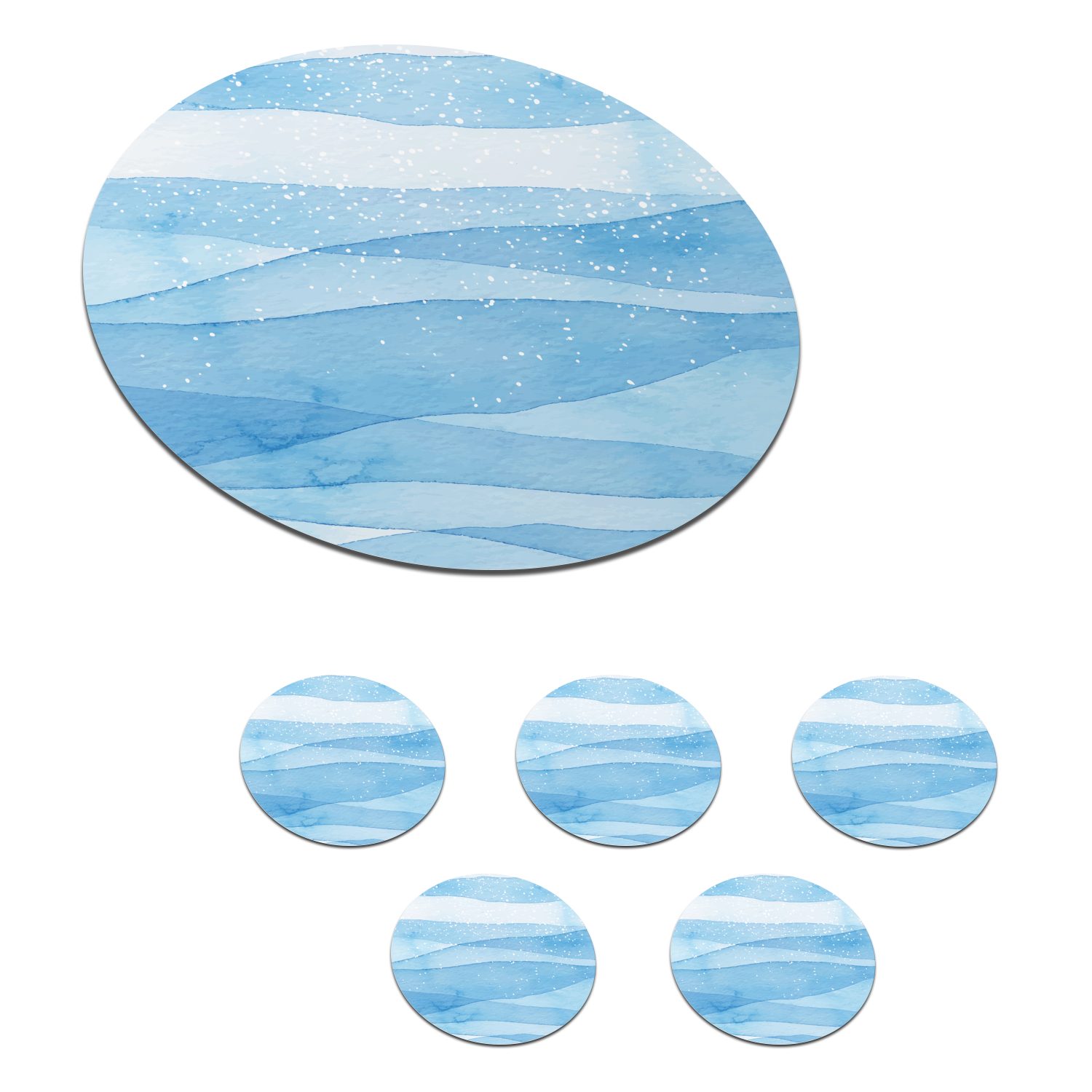 MuchoWow Glasuntersetzer Aquarell - Illustration - Blau, Zubehör für Gläser, 6-tlg., Getränkeuntersetzer, Tassenuntersetzer, Korkuntersetzer, Tasse, Becher