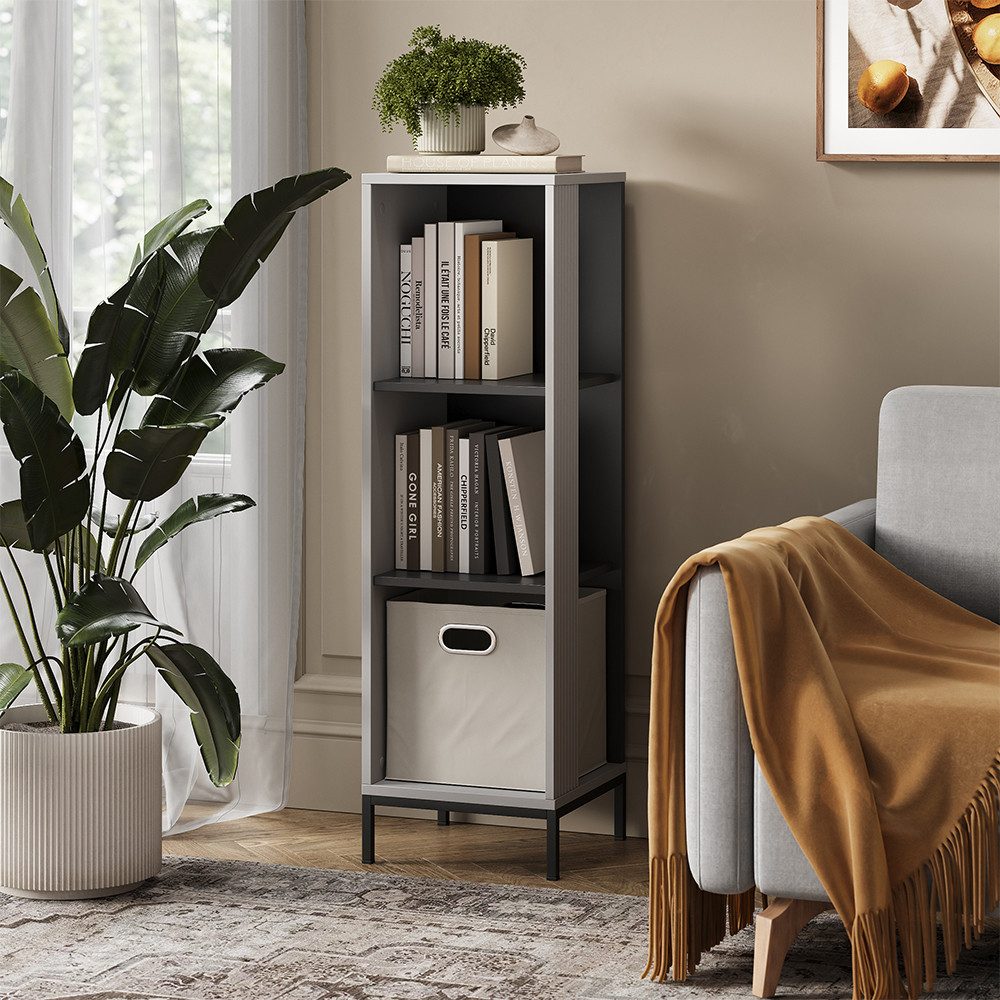 Vicco Bücherregal Eliza, Grau, 36 x 120 cm mit 3 Fächern, 1-tlg.