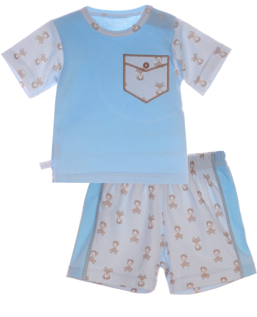 T-Shirt & Shorts Baby Anzug Sommer Set T-Shirt und kurze Hose in Blau mit Fuchsen