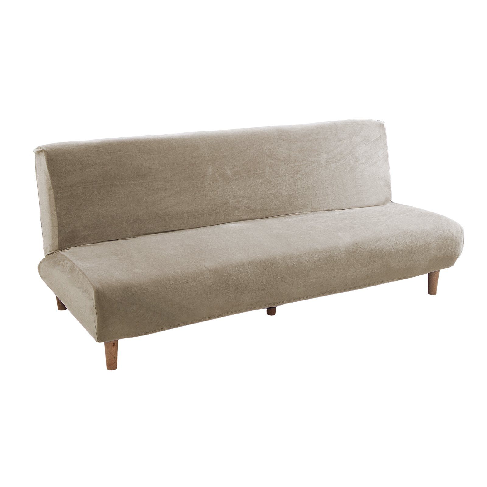 Klappsofa, Champagner für armloses Rosnek Sofahusse Stretch, Samt,