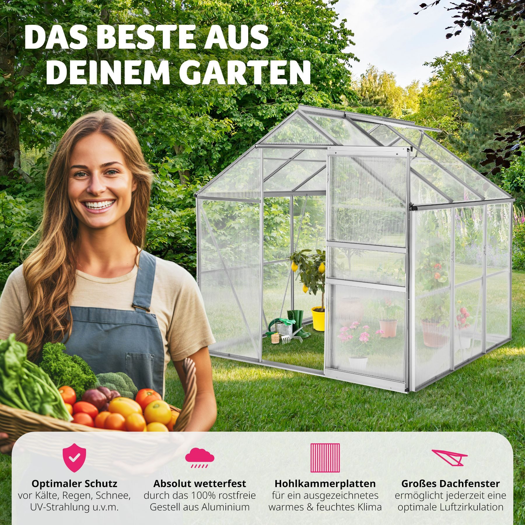 tectake Gewächshaus Gewächshaus aus Al...