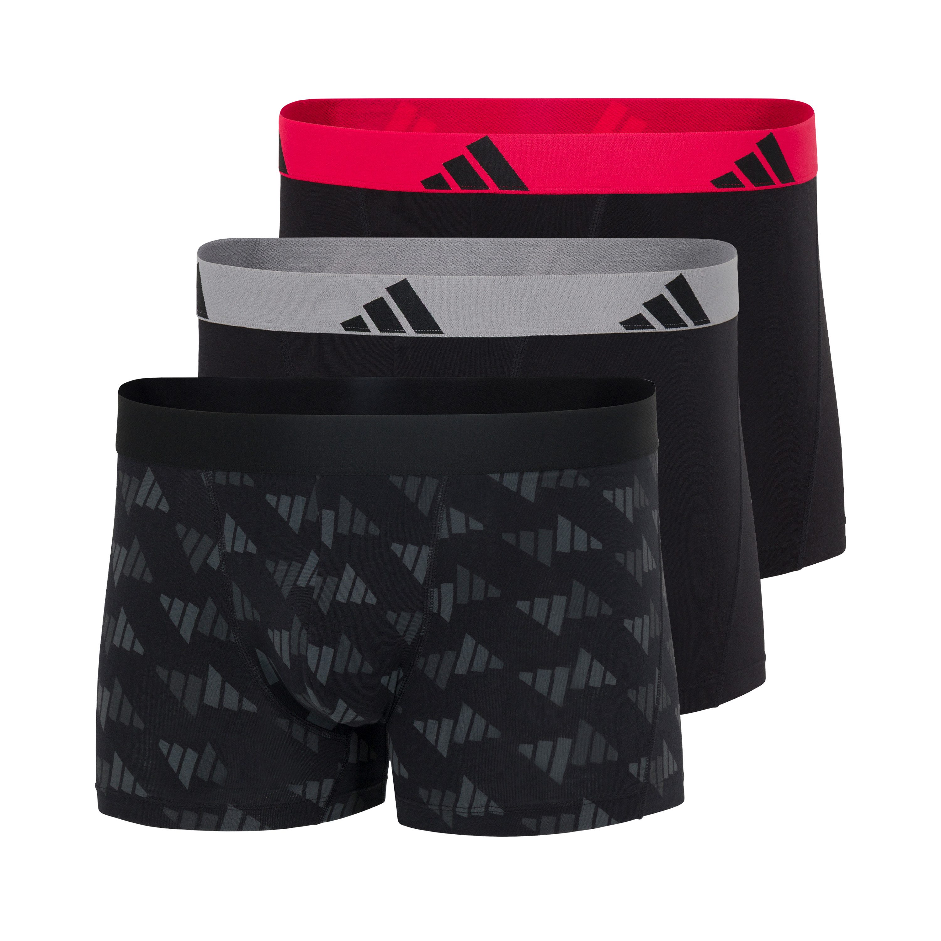 adidas Sportswear Trunk Active Flex Cotton (3er Pack) elastischer Logo-Bund, ohne Eingriff, Single Jersey-Qualität