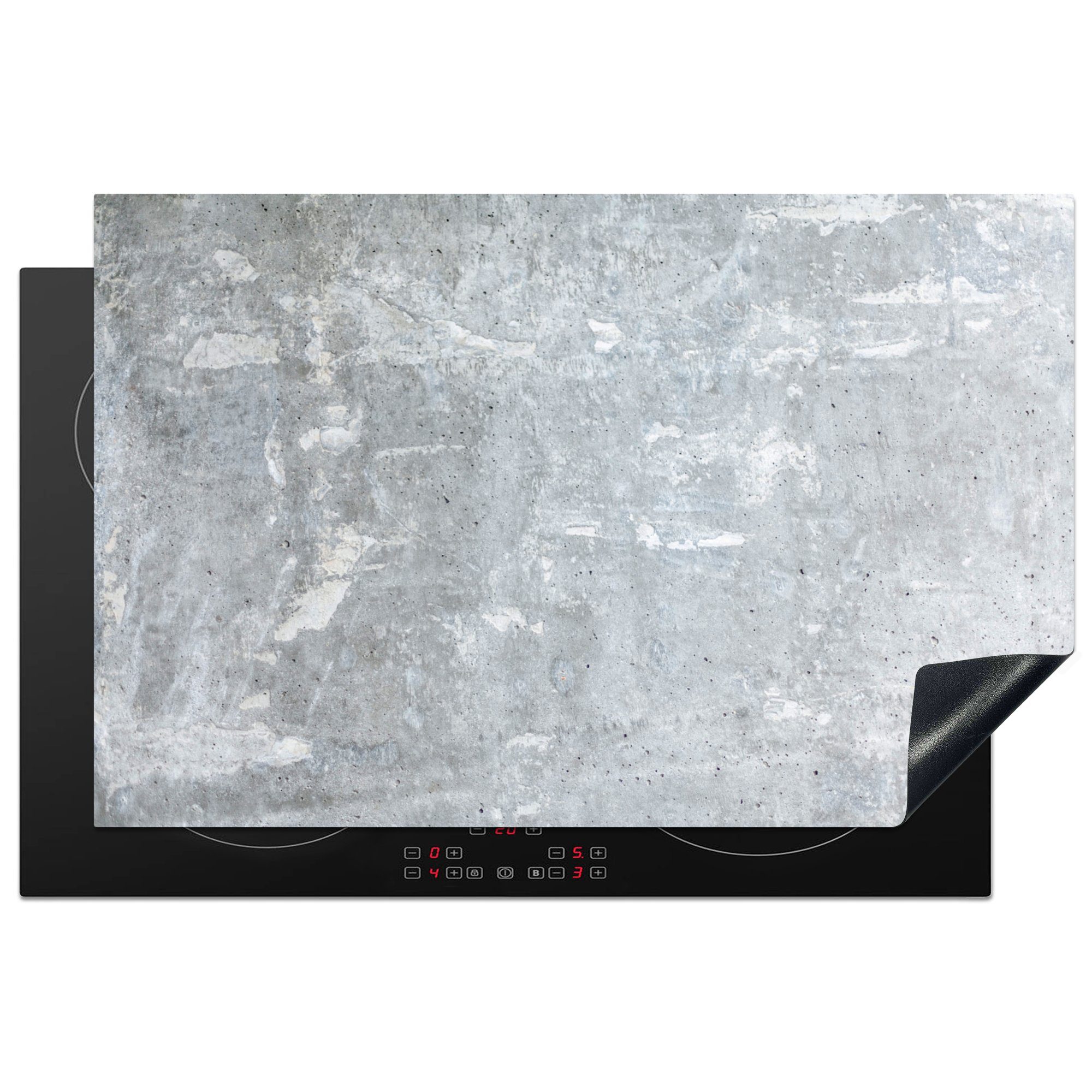 für Schutz die Granit Vinyl, - Induktionskochfeld - 81x52 Herdblende-/Abdeckplatte Design, küche, tlg), - - Ceranfeldabdeckung Grau Stein MuchoWow Industrie (1 cm,