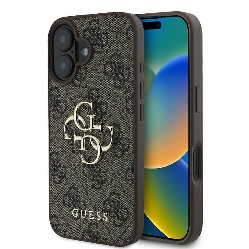 Guess Handyhülle Schutzhülle Cover, Metallapplikation, Markendesign, 4G Monogrammmuster