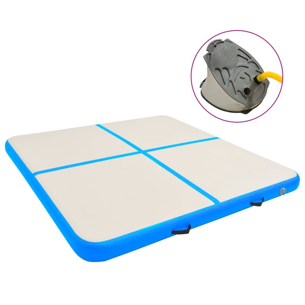 Gymnastikmatte Aufblasbare Gymnastikmatte mit Pumpe 200x200x10 cm PVC Blau