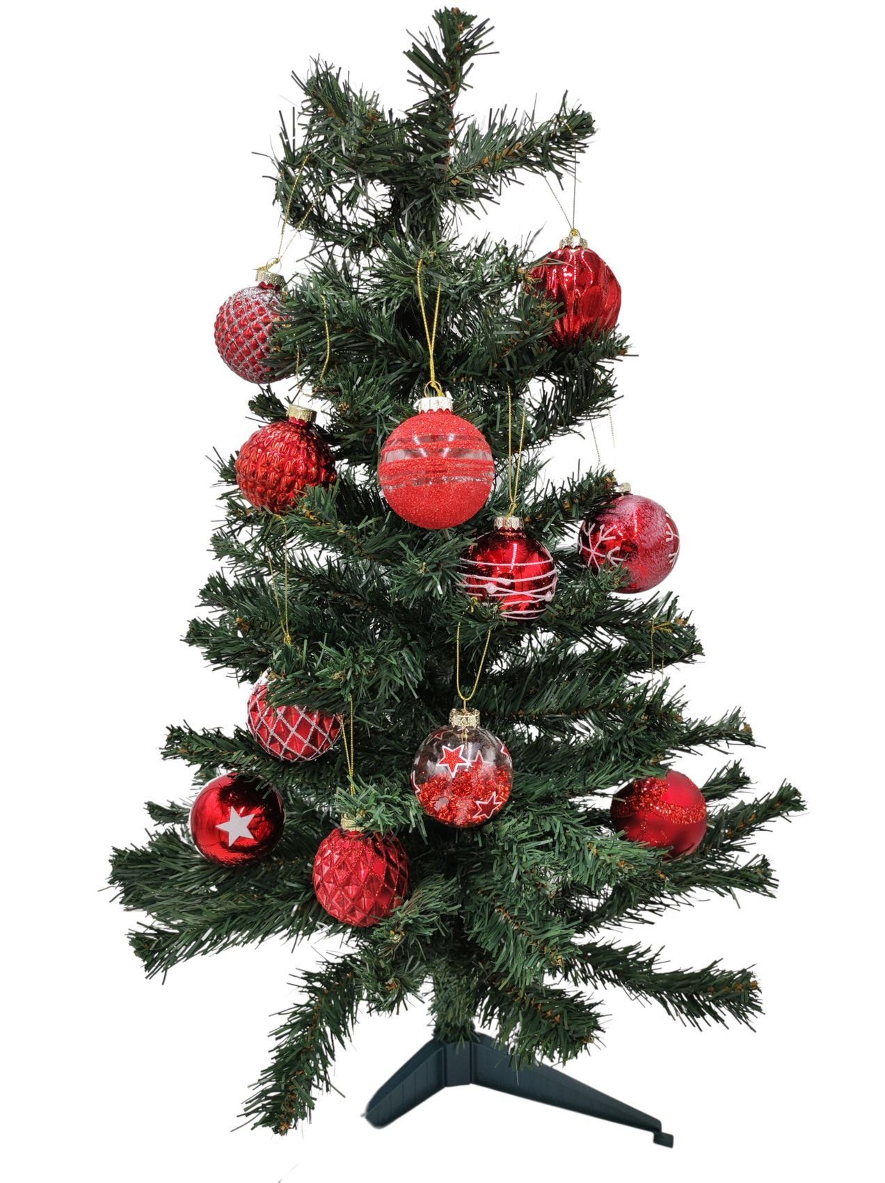 rot Christbaumschmuck 6cm Weihnachtsdeko Glas-Weihnachtsbaumkugeln 12 BURI Weihnachtsbaumkugel