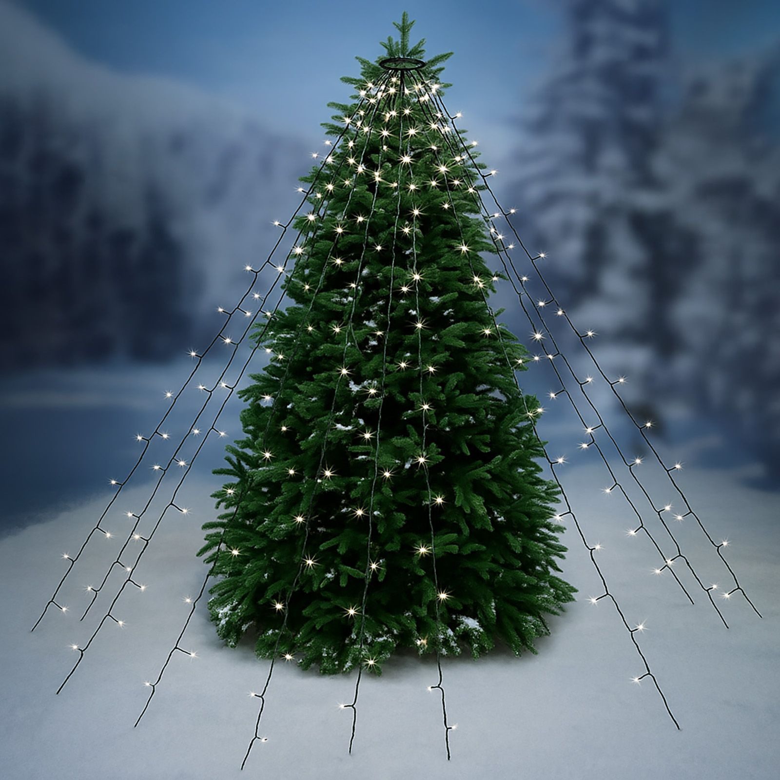 BURI Lichterkette Tannenbaum Leuchtnetz Lichternetz 200 LEDs 2,50m Leuchtvorhang Lichter – Bild 5 von 5