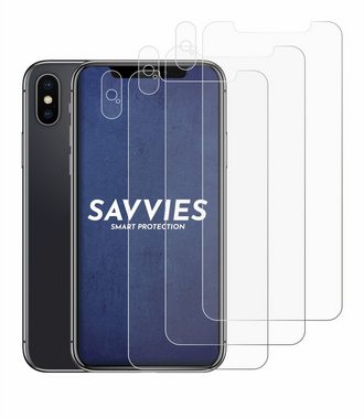 Savvies Schutzfolie für Apple iPhone X (Display+Kamera), Displayschutzfolie, 6 Stück, Folie klar