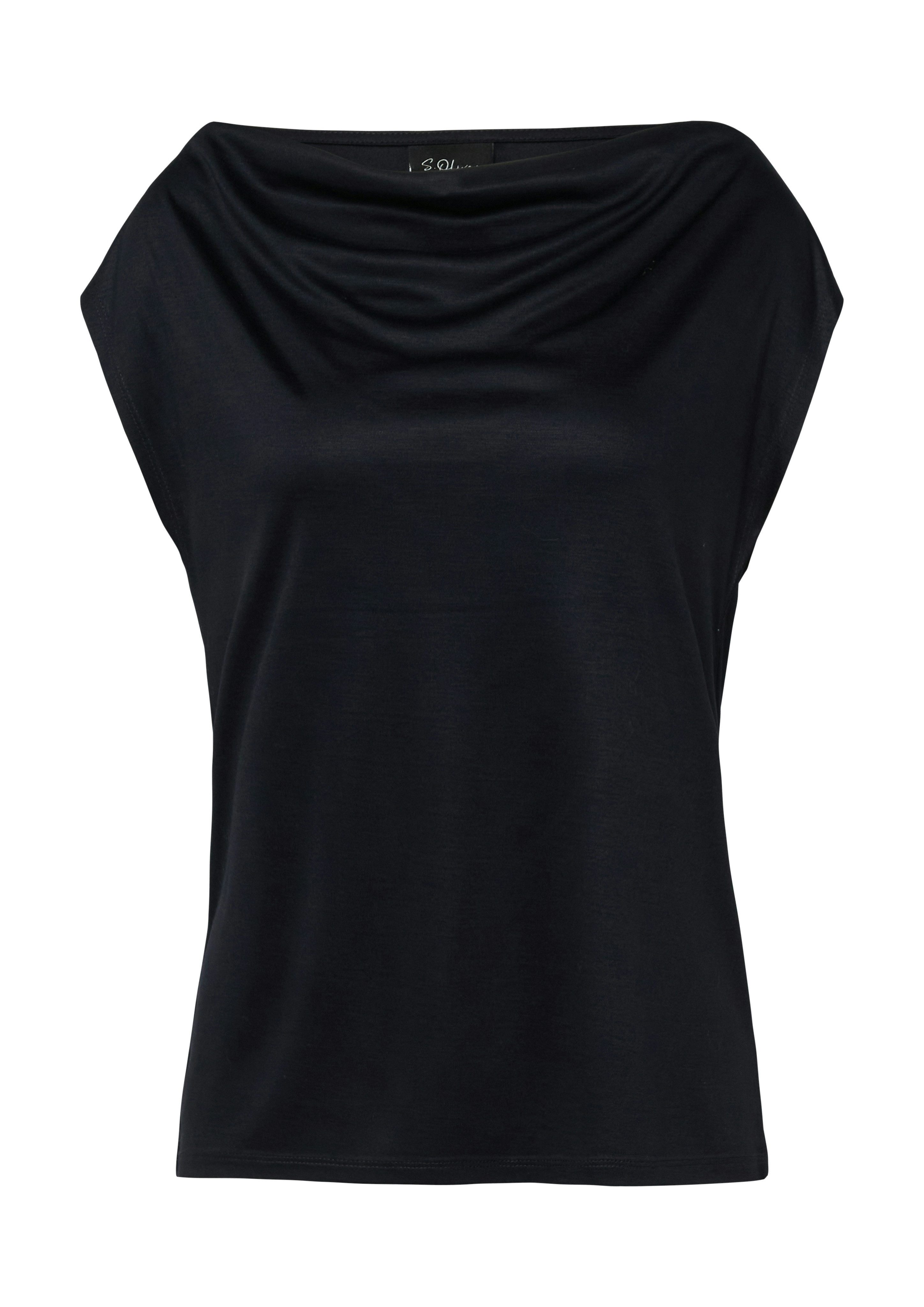 s.Oliver BLACK LABEL Wasserfallshirt mit Wasserfall-Kragen und aus reiner Viskose – Bild 4 von 4
