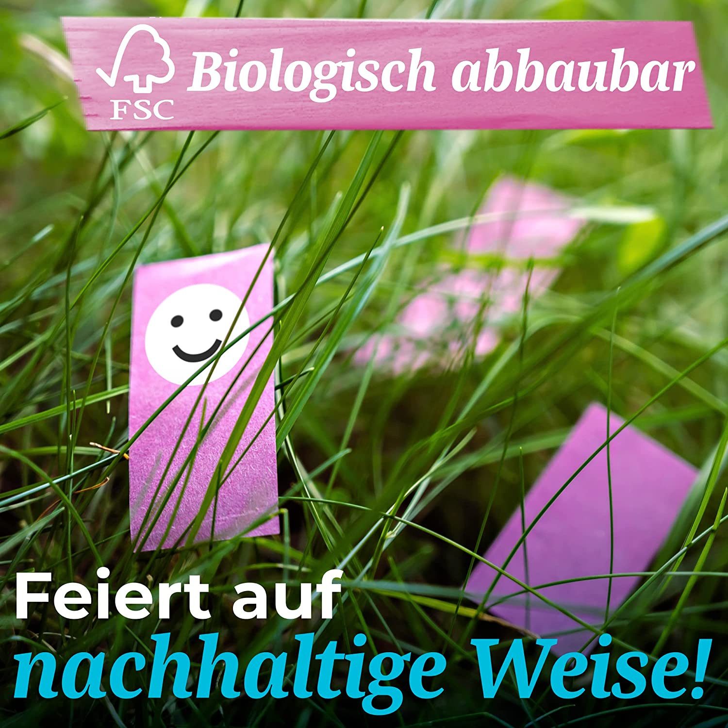 Praknu Konfetti Gender Reveal Konfetti Kanone - 2 Rosa & 2 Blau - Biologisch, Biologisch Abbaubares FSC Konfetti, Einfach & Sicher zu Bedienen