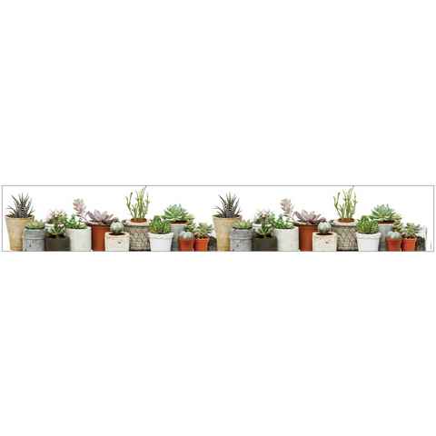 Fensterfolie Look Succulents, MySpotti, halbtransparent, glatt, 200 x 30 cm, statisch haftend
