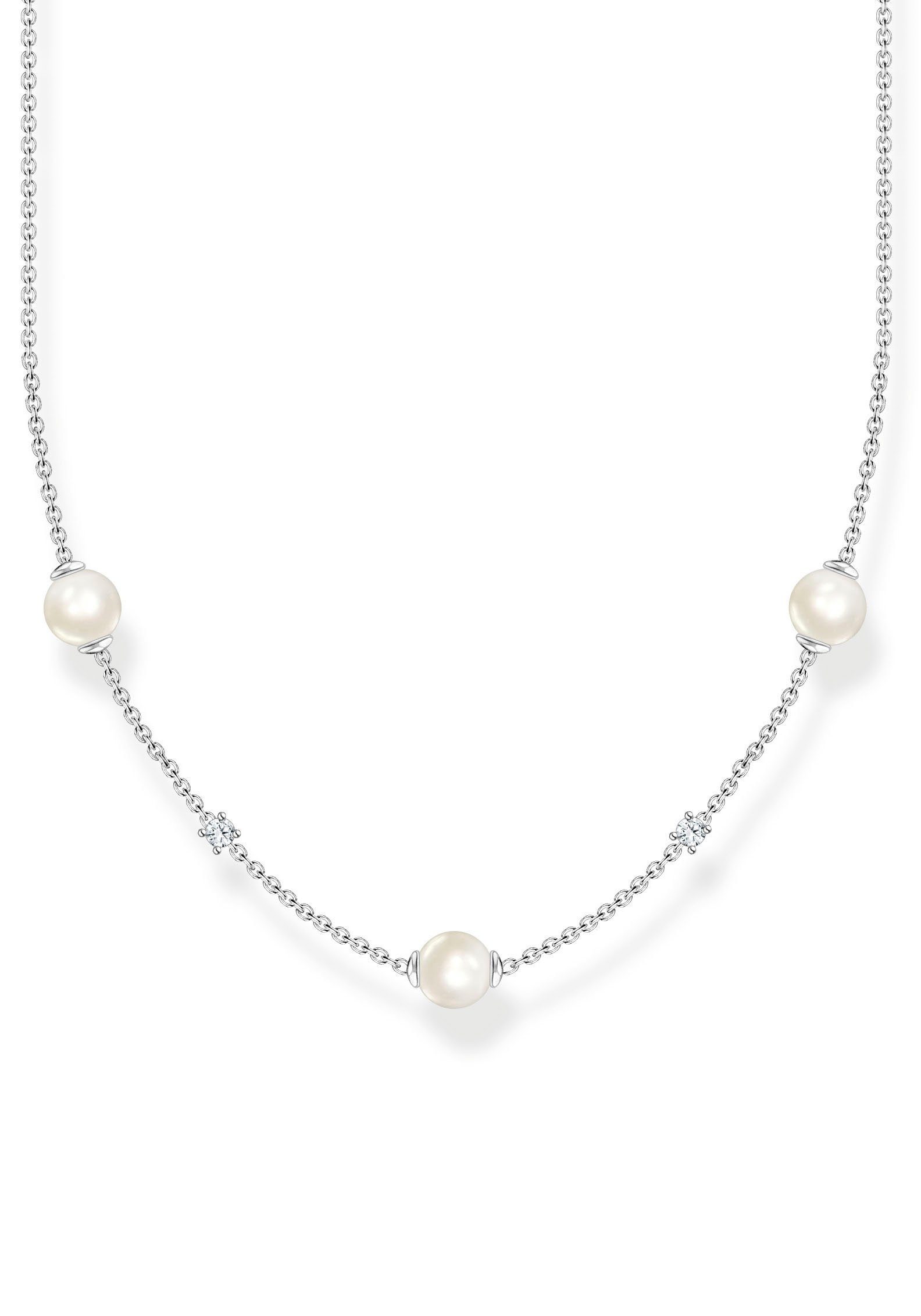 THOMAS SABO Perlenkette, mit Zirkonia (synth) - mit Süßwasserzuchtperle