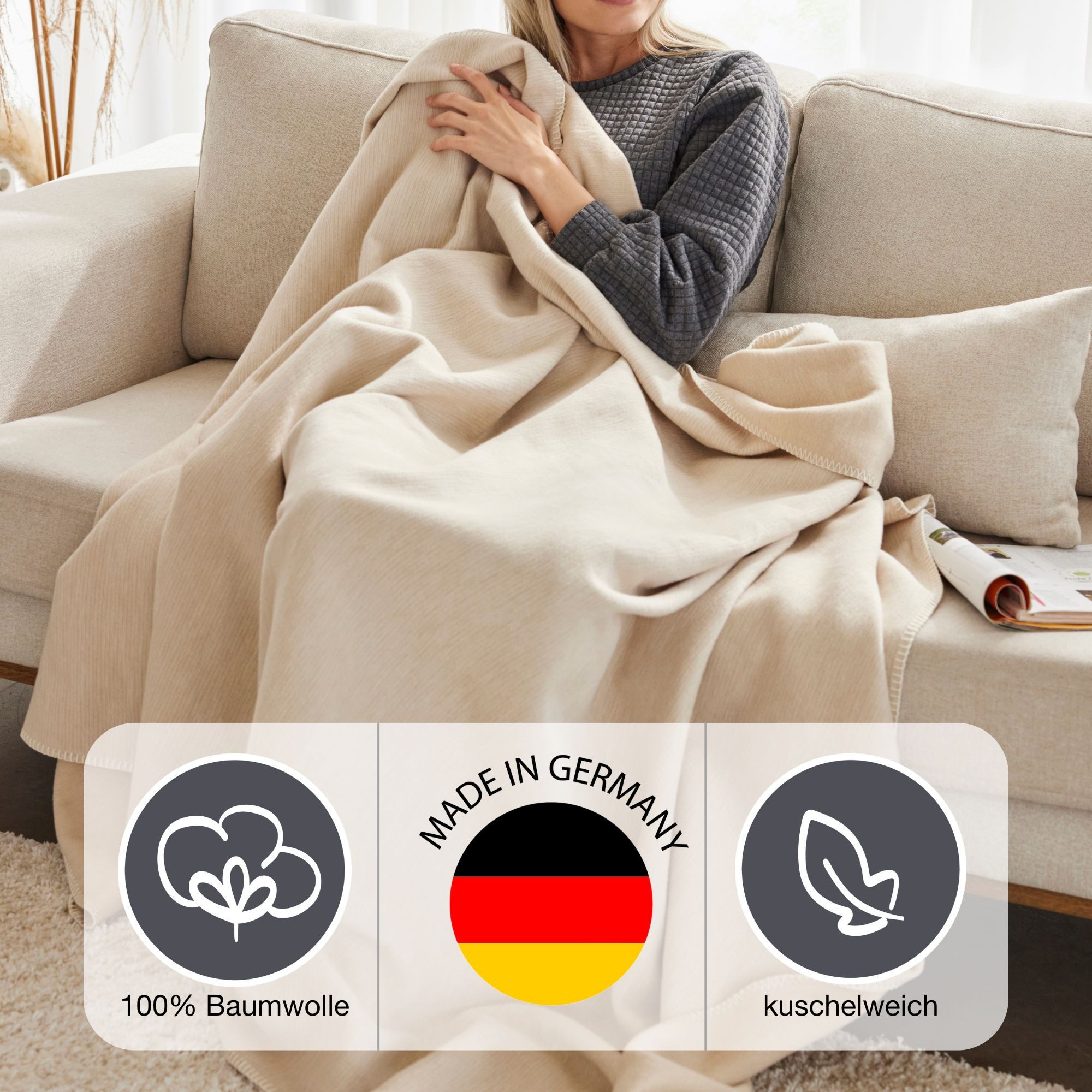 IBENA Wohndecke »Wohndecke Lausanne«, in schlichtem Melange-Look günstig online kaufen