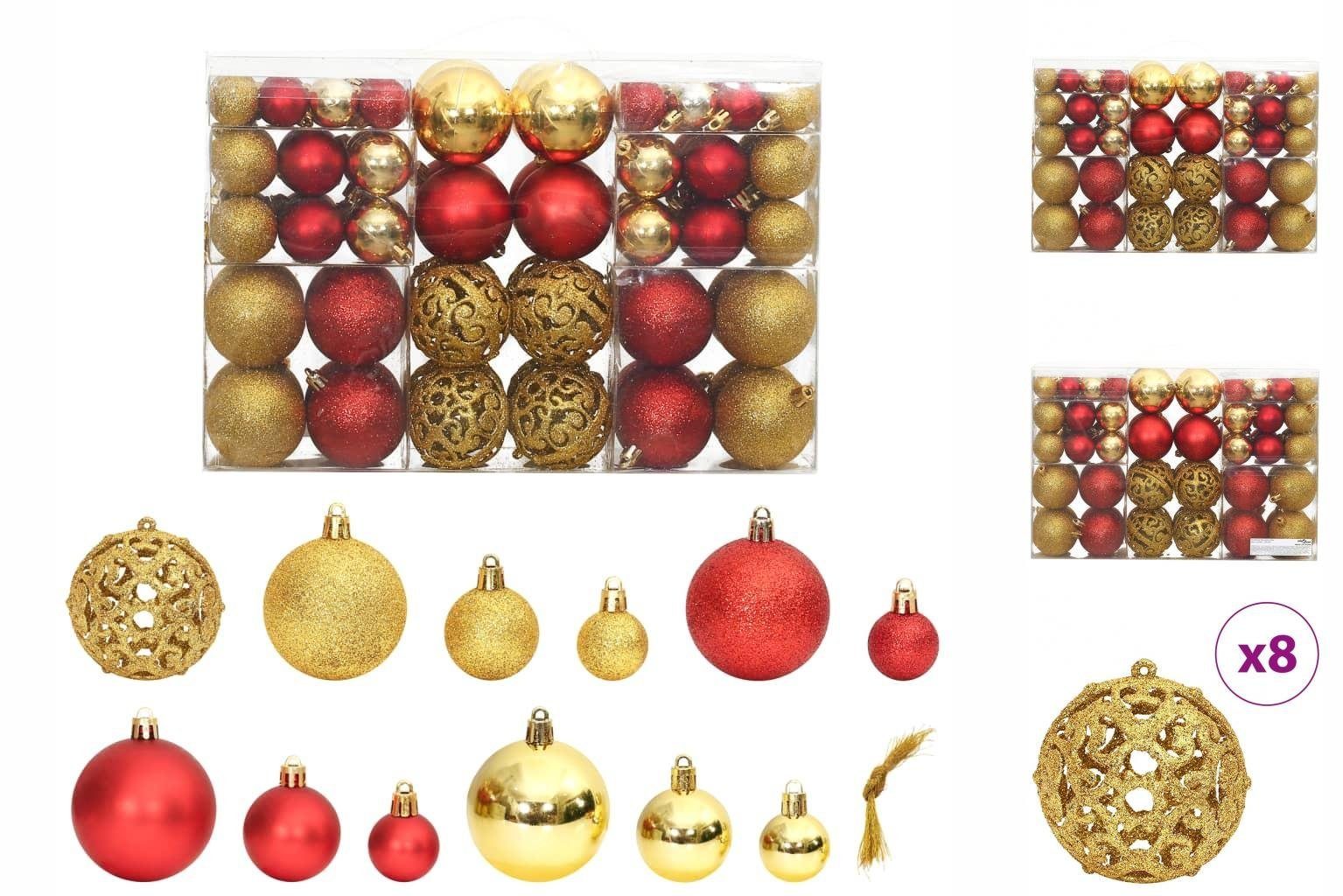 vidaXL Christbaumschmuck Weihnachtskugeln 100 Stk Golden und Weinrot 3 4 6 cm Rot und Golden