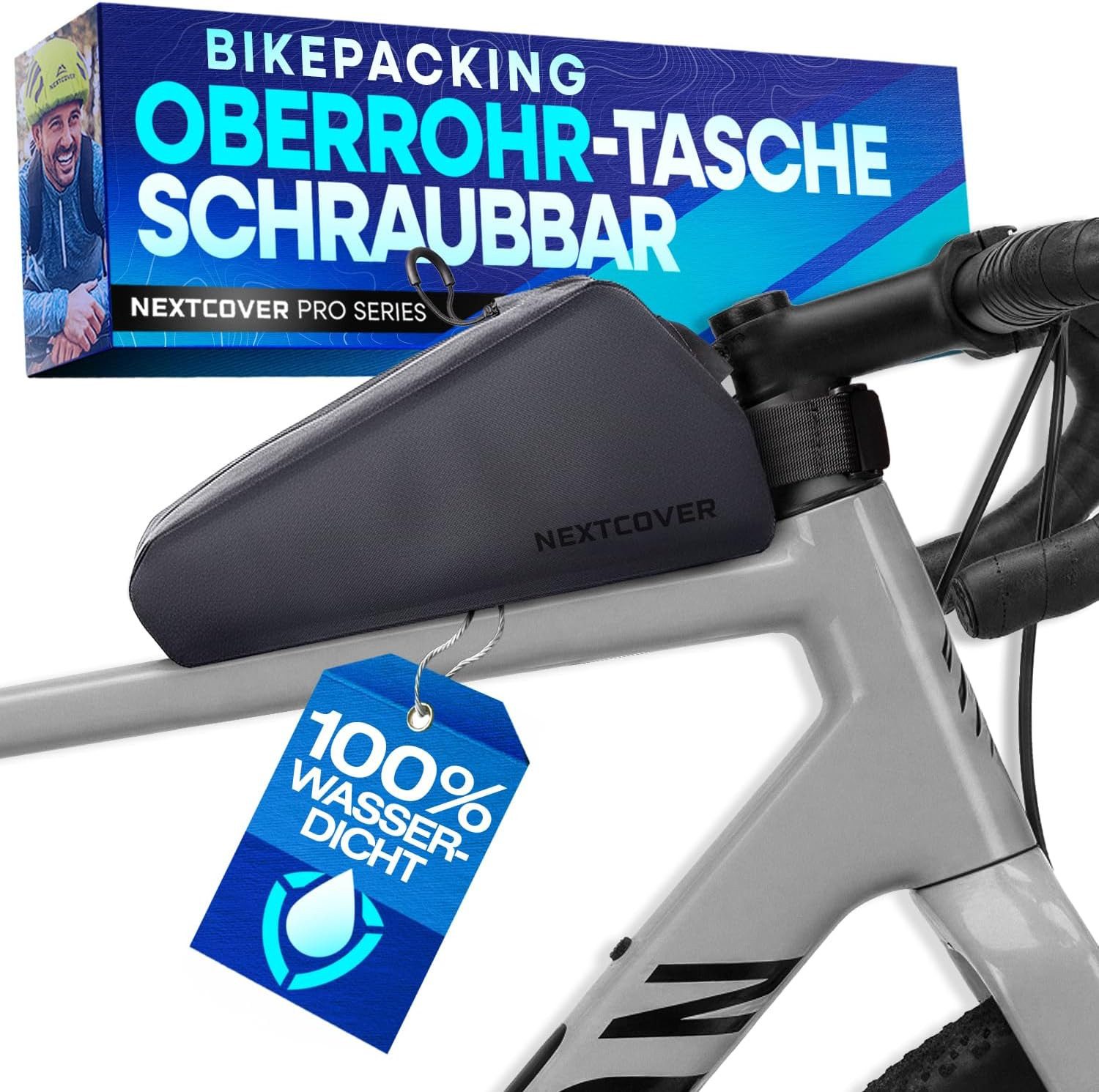 Nextcover Fahrradtasche Nextcover® Bikepacking Oberrohrtasche Klett & Schraubbar