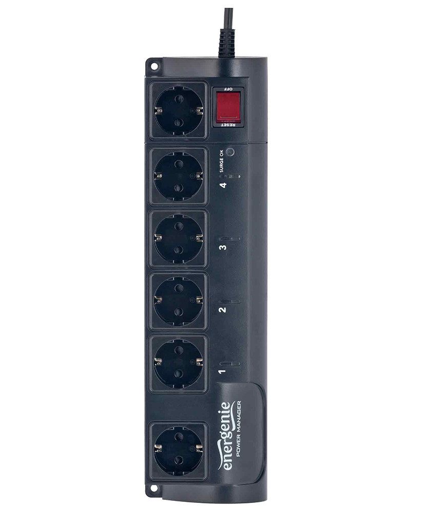 Gembird EG-PMS2 Steckdosenleiste 6-fach (Kontrollieren Sie alle Ihren elektrischen Geräte Zuhause oder im Büro), Die perfekte Lösung für Sicherheitssysteme