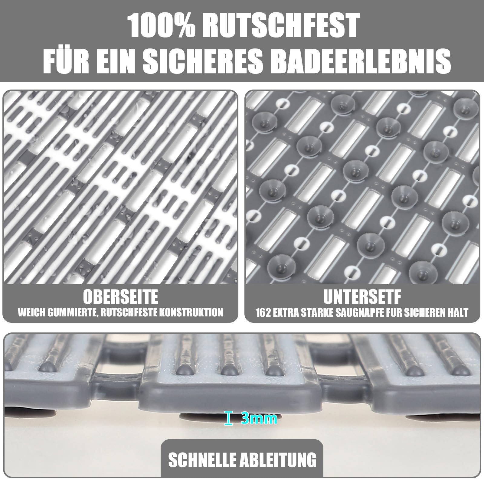 Coonoor Duschmatte Antirutsch-Badematte mit Saugnäpfen und günstig online kaufen