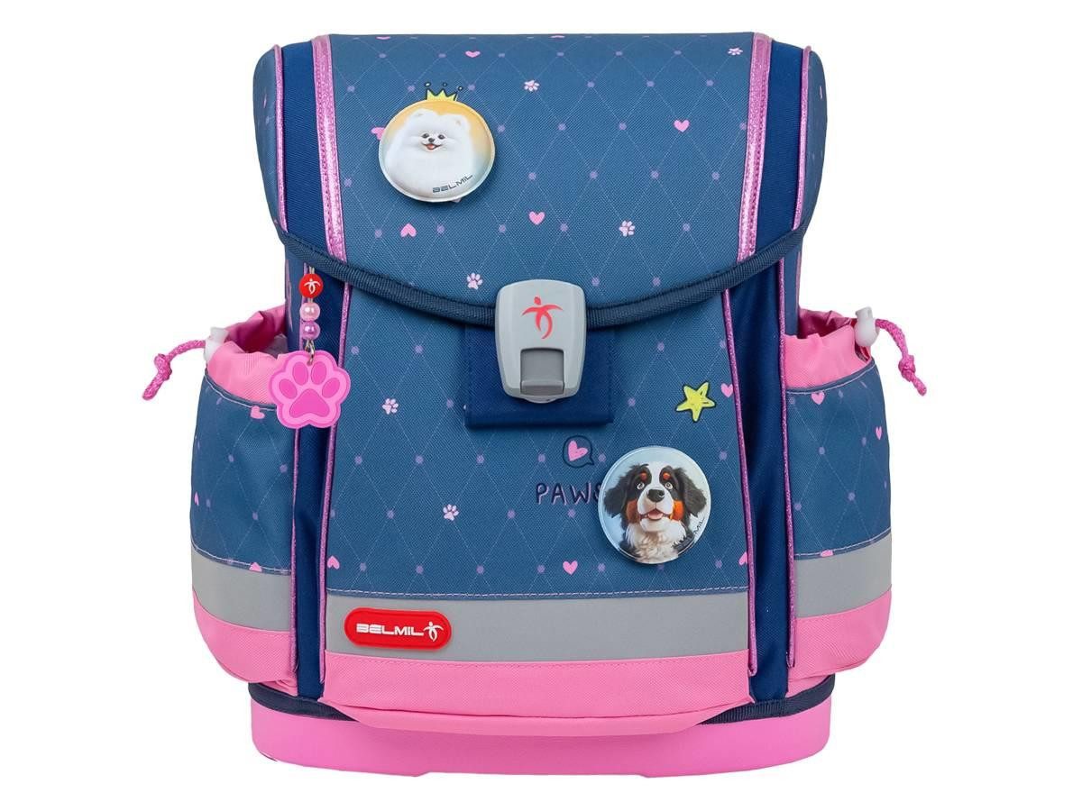 Belmil Schulranzen "Classy Plus" 2025 mit Magnetverschluss, 4tlg. Set ab 1. Klasse, Grundschule, für Mädchen "Hearts"